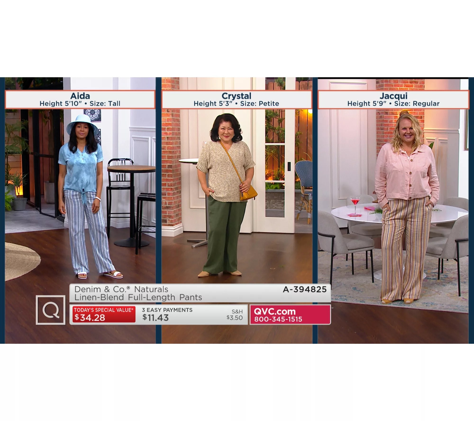 "As Is" Denim & Co. Naturals Regular Linen Blend Full Length Pants