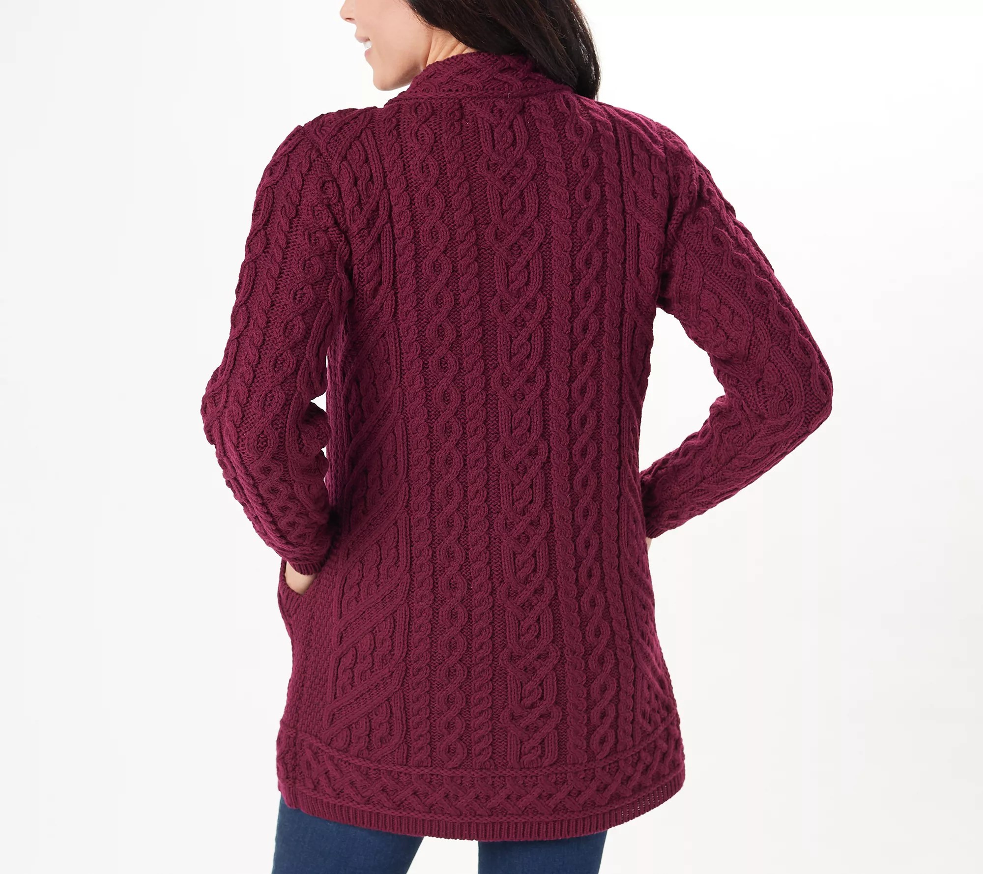 "As Is" Aran Craft Merino Wool Sweater Cardigan with Button Closure