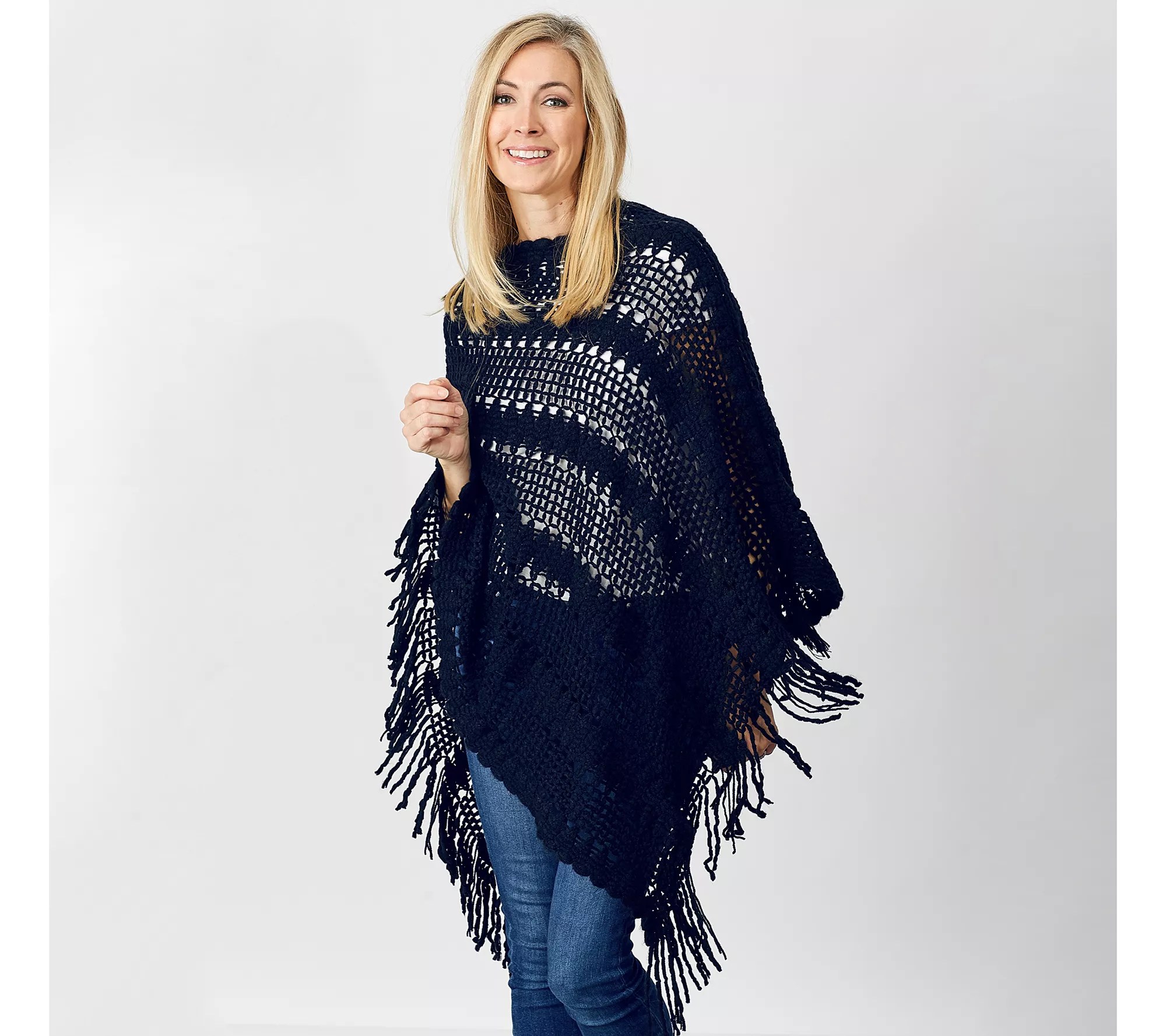 Tickled Pink Elegant Crocheted Poncho