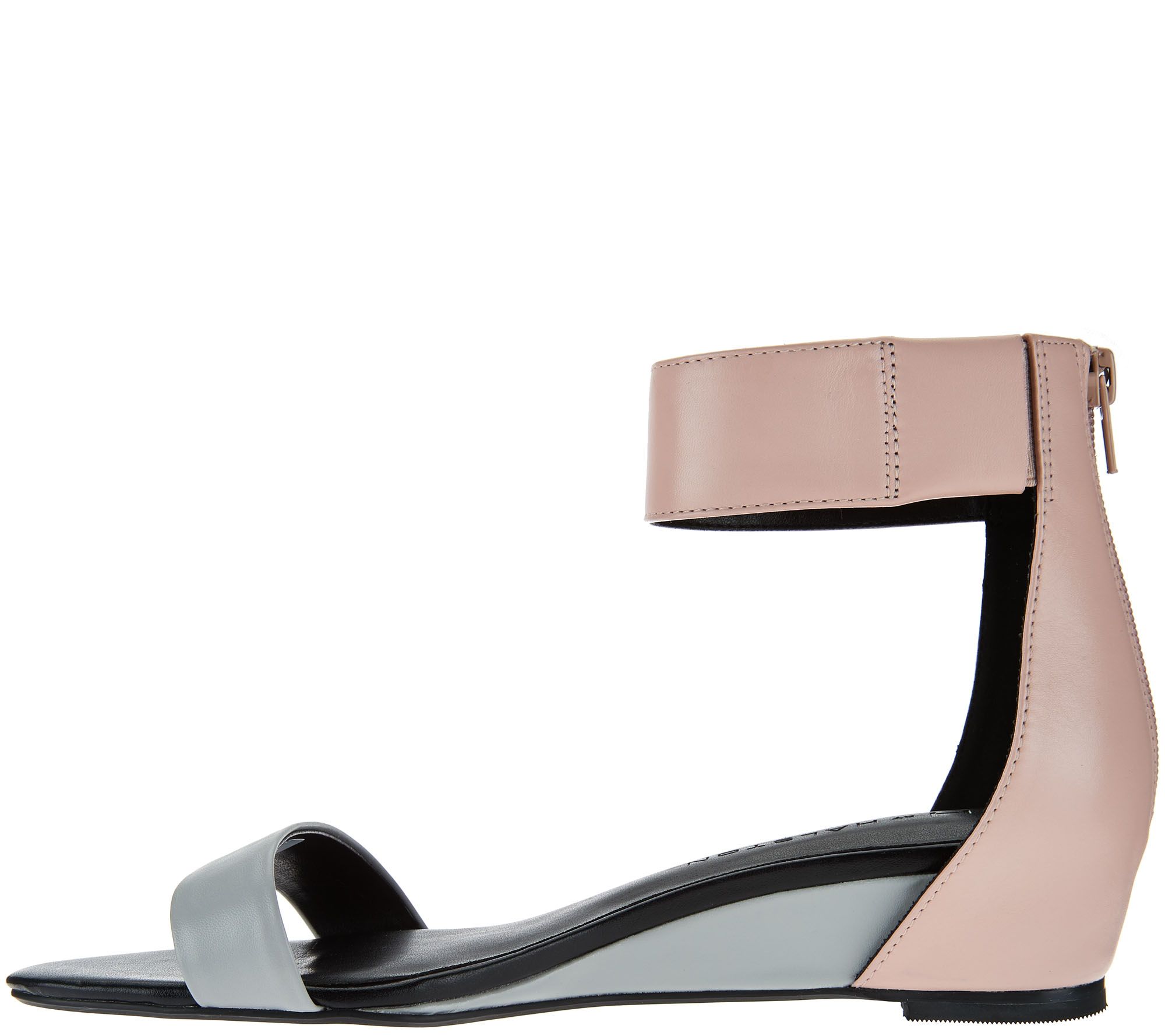 H by Halston Leather Sandal with Mini Hidden Wedge Bethany