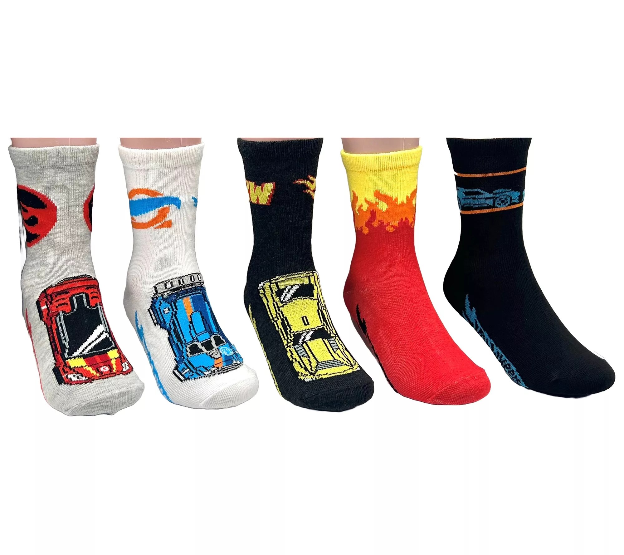Hot Wheels Boy's Graphic Crew Socks 5 Pair