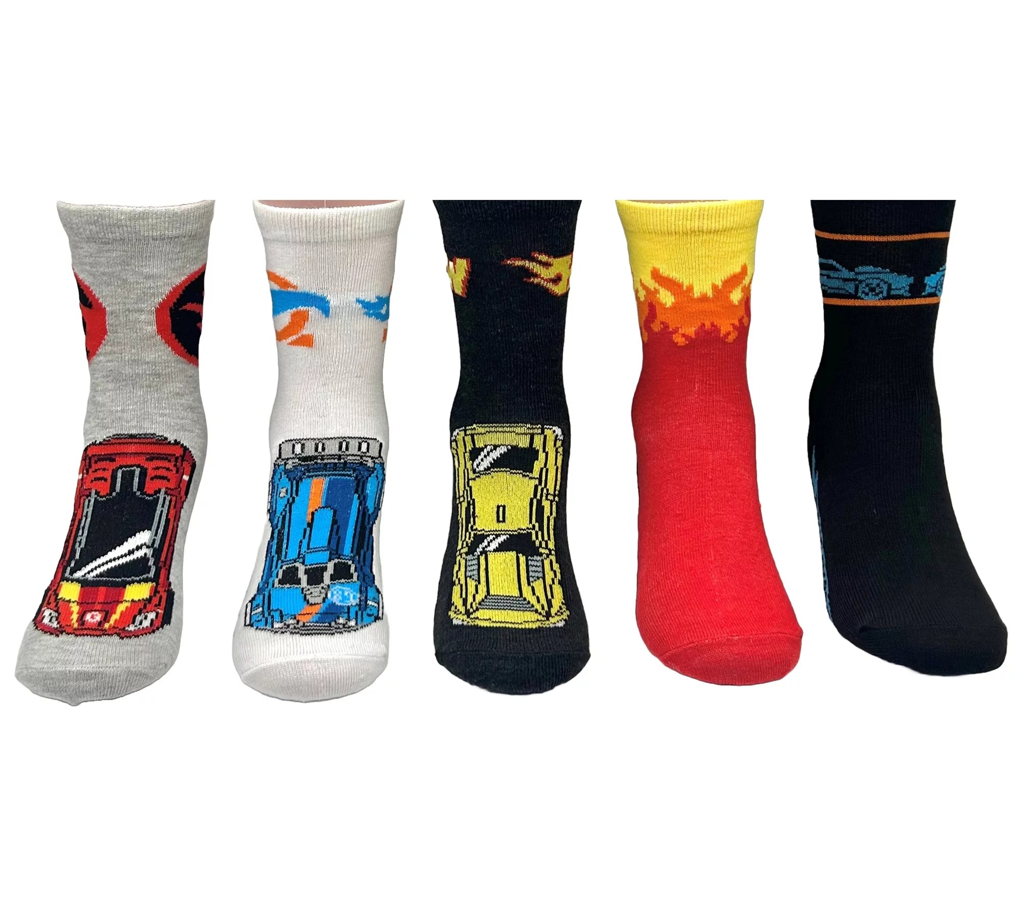 Hot Wheels Boy's Graphic Crew Socks 5 Pair