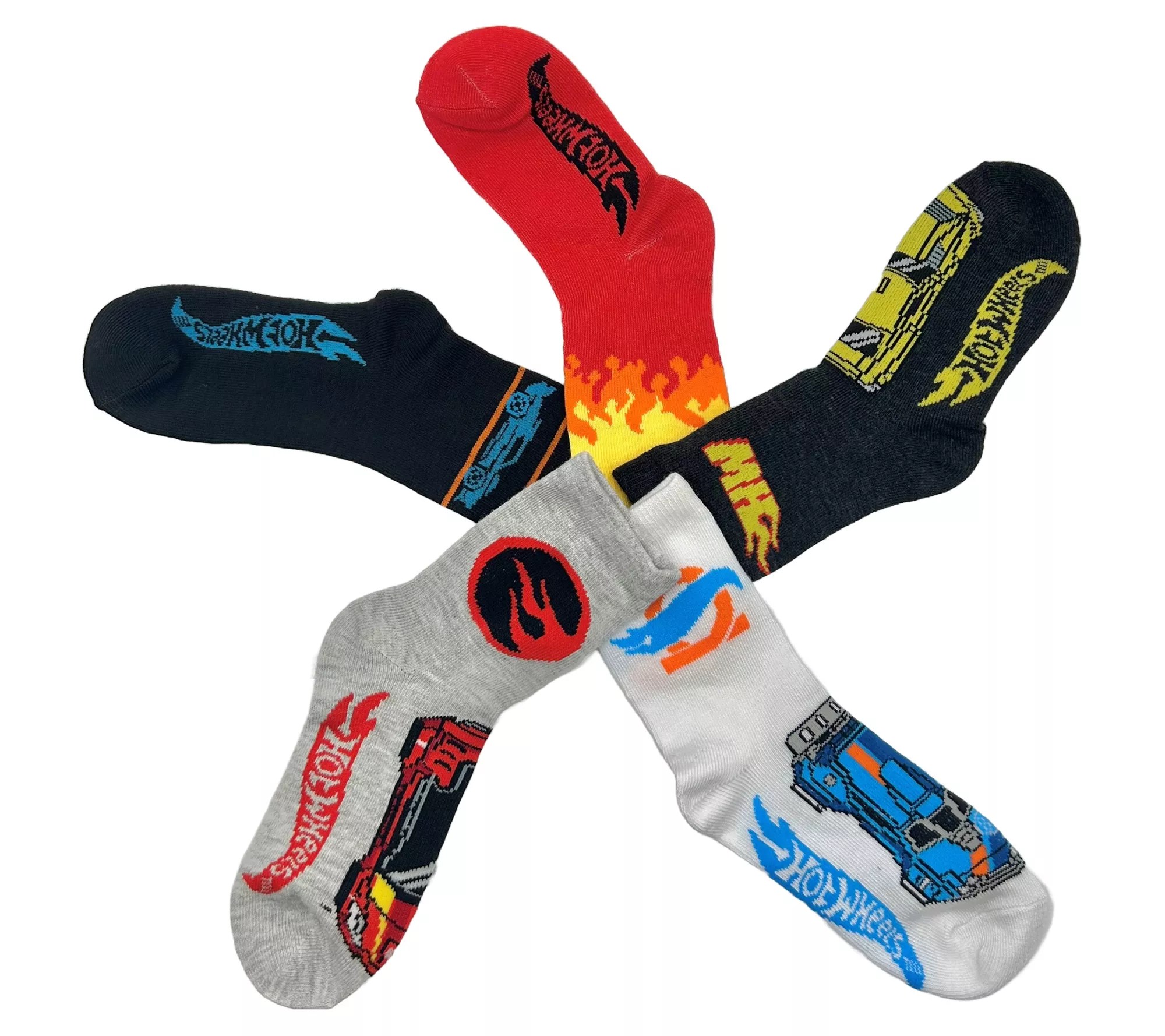 Hot Wheels Boy's Graphic Crew Socks 5 Pair