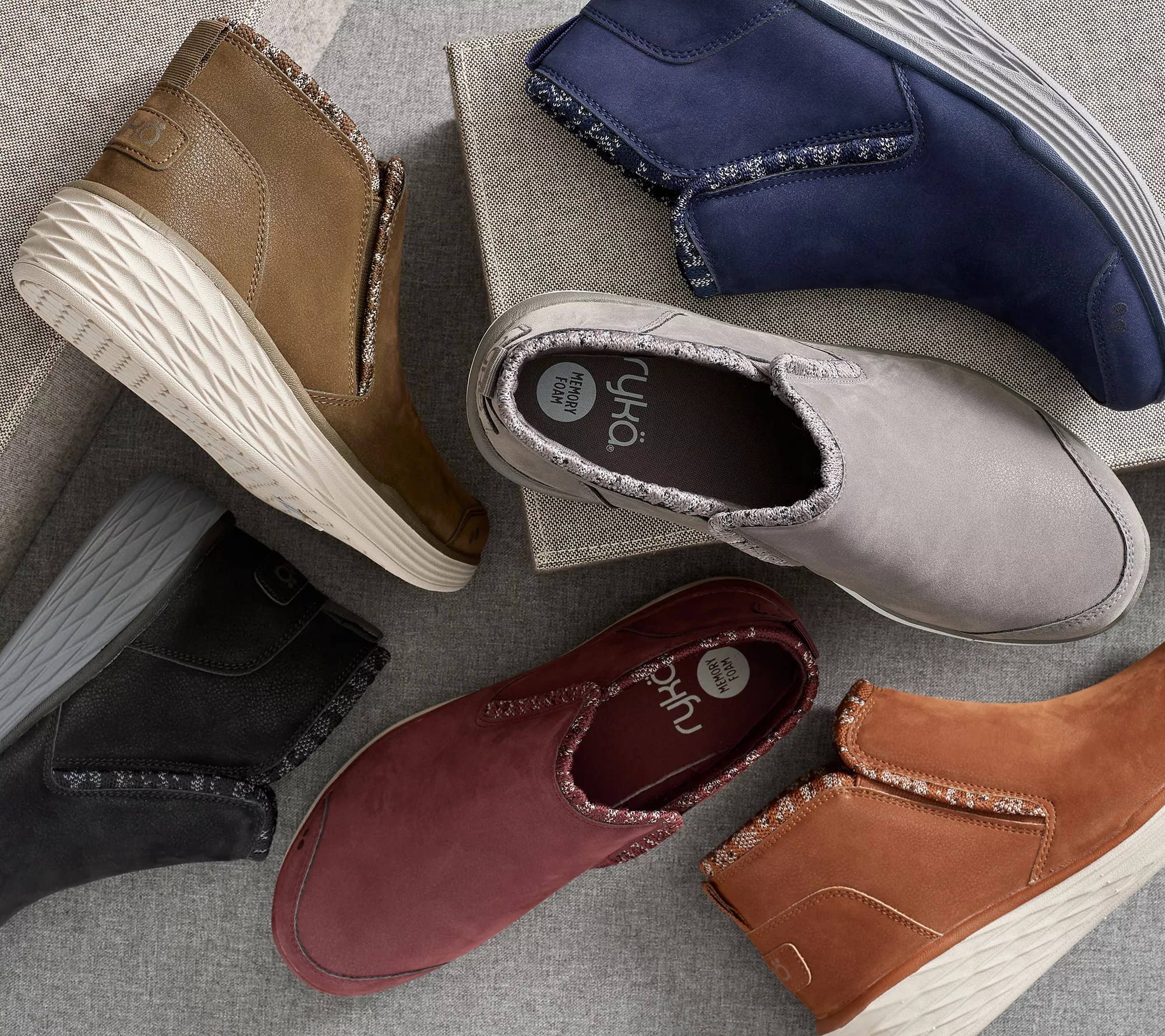 Ryka Knit Trim Wedge Ankle Boots Namaste Knit