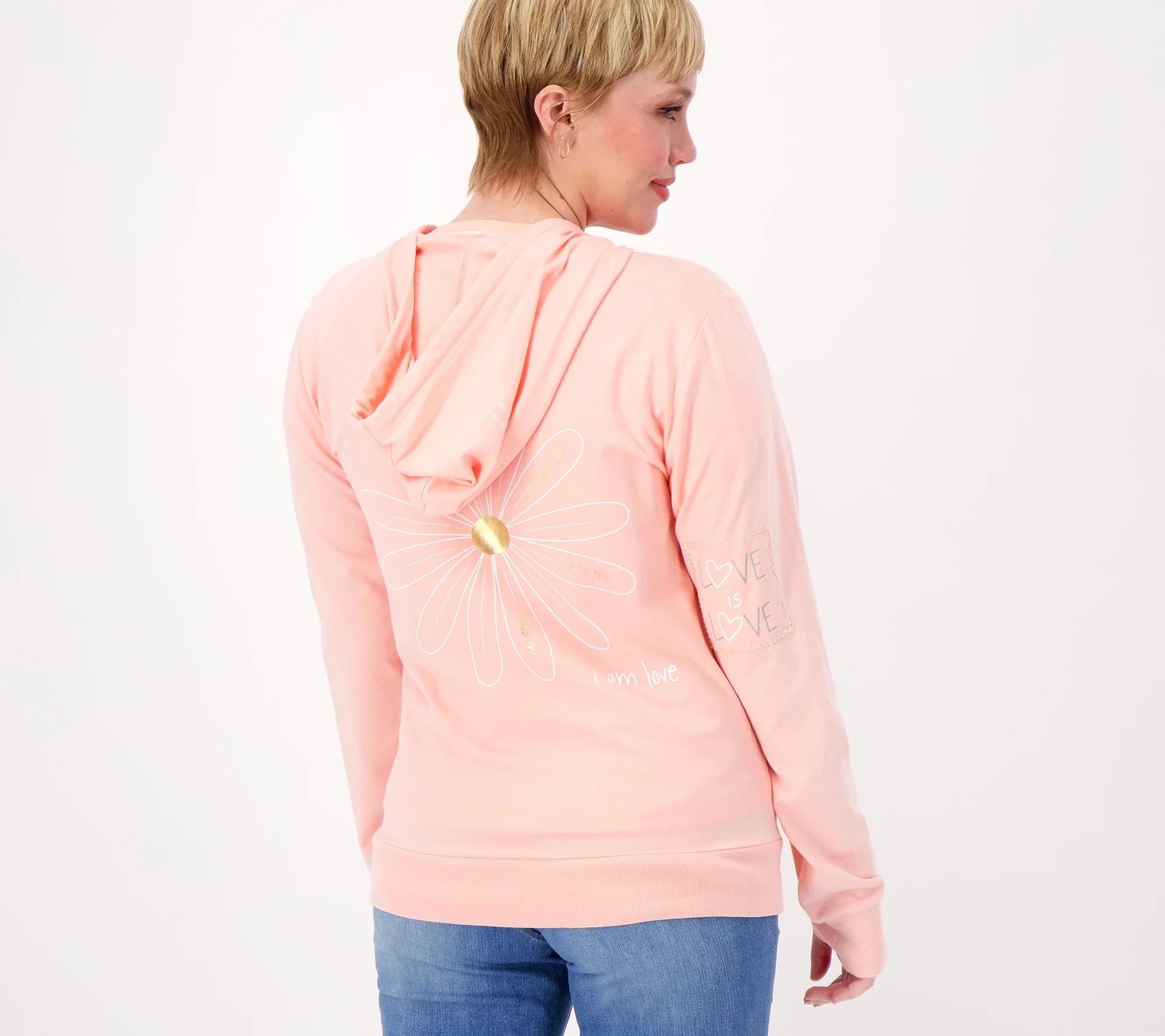 Peace Love World Love 2 Love Light ZipUp Graphic Hoodie