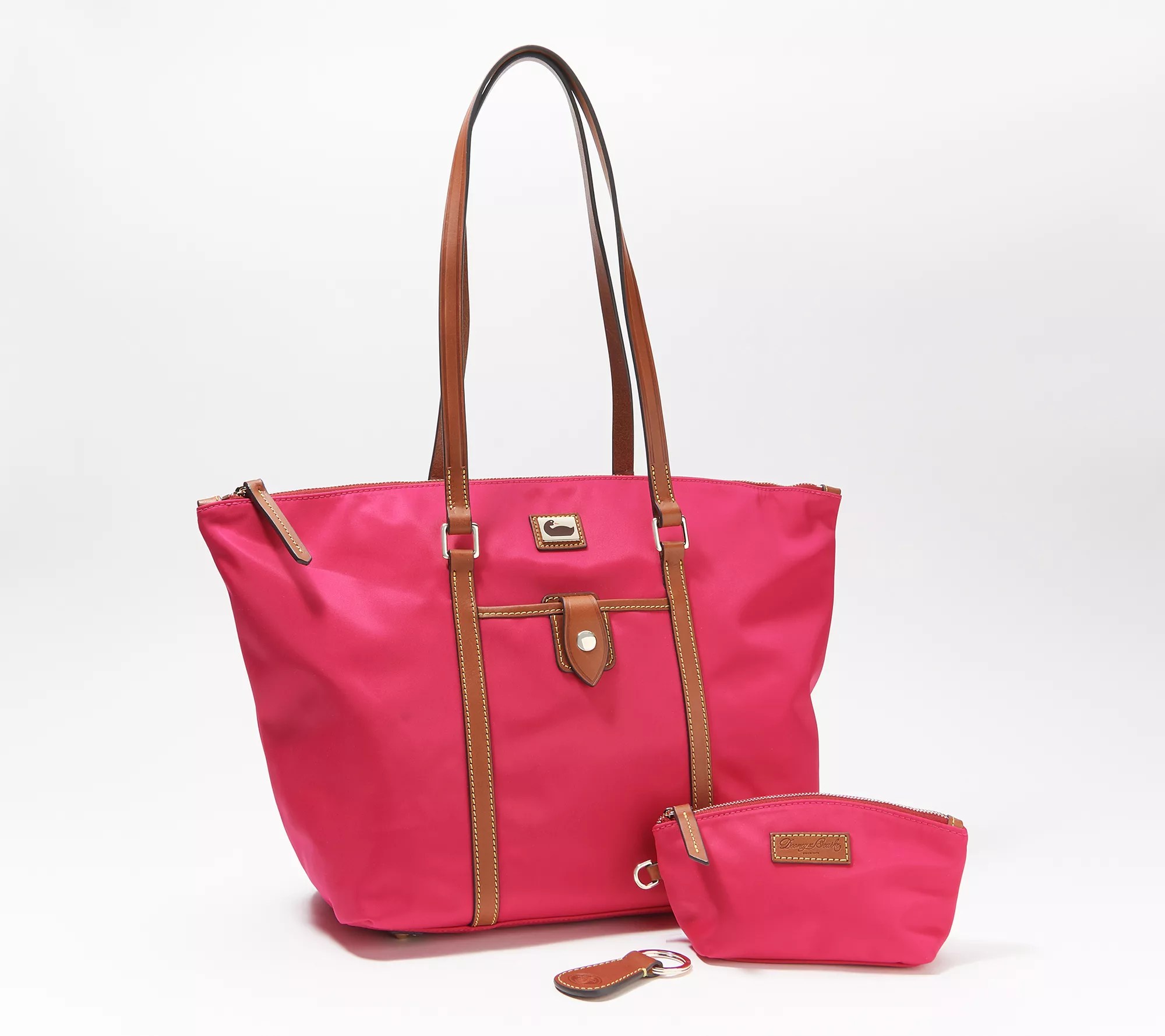 (QVC) Dooney & Bourke Wayfarer Nylon Tote with Accessories