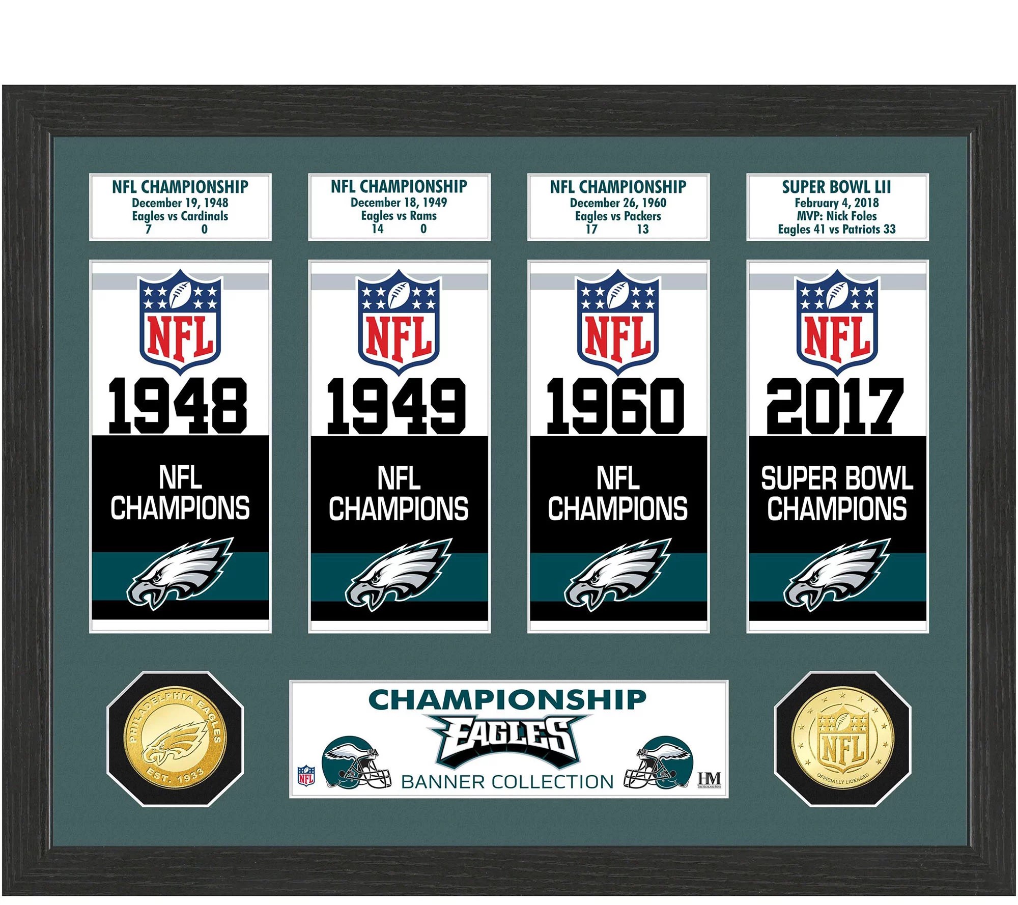 Eagles NFL Titles & Super Bowl Banner & Coin Collection