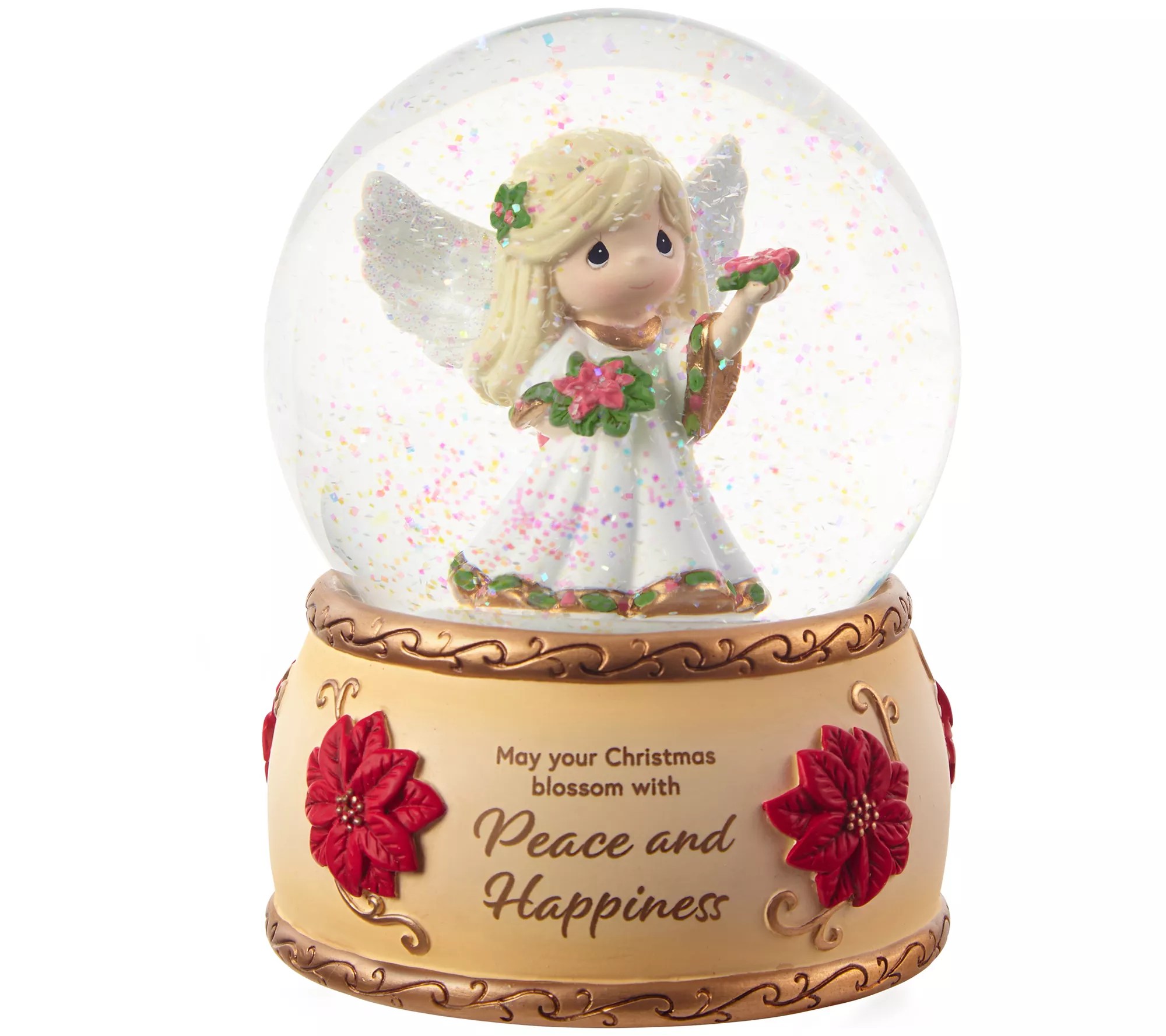 May Your Christmas Blossom Peace & Happiness An gel Snow Globe