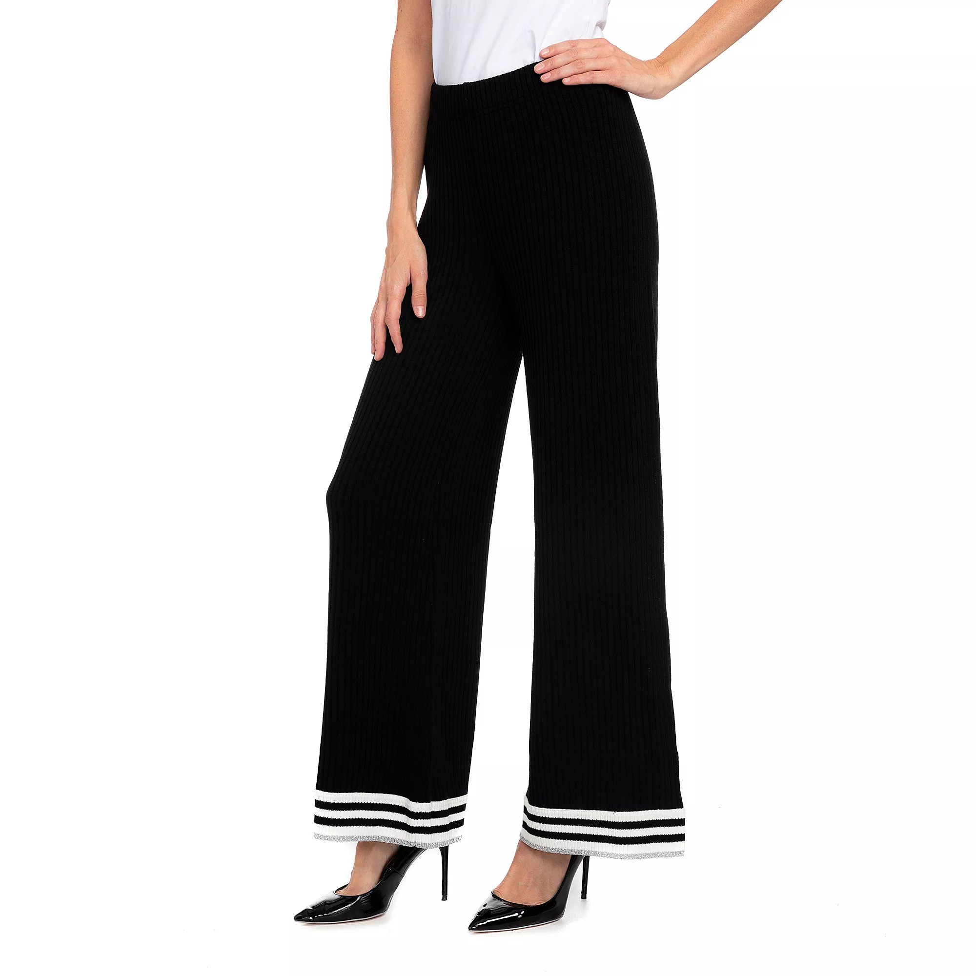 THE JETSETTERS Hose, 1/1Länge PalazzoStil LurexStreifen am Saum QVC.de