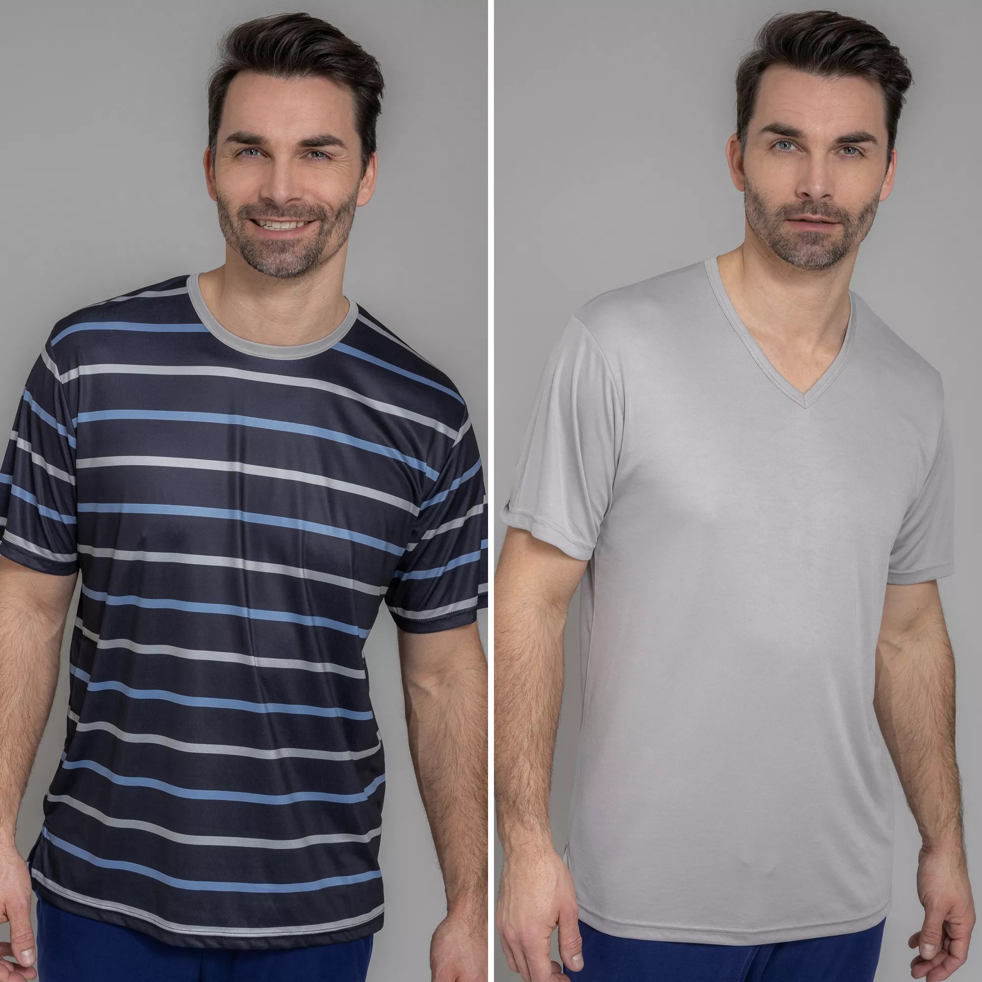 MEN'S TOUCH 2 Shirts 1/2Arm 1x uni 1x gestreift QVC.de