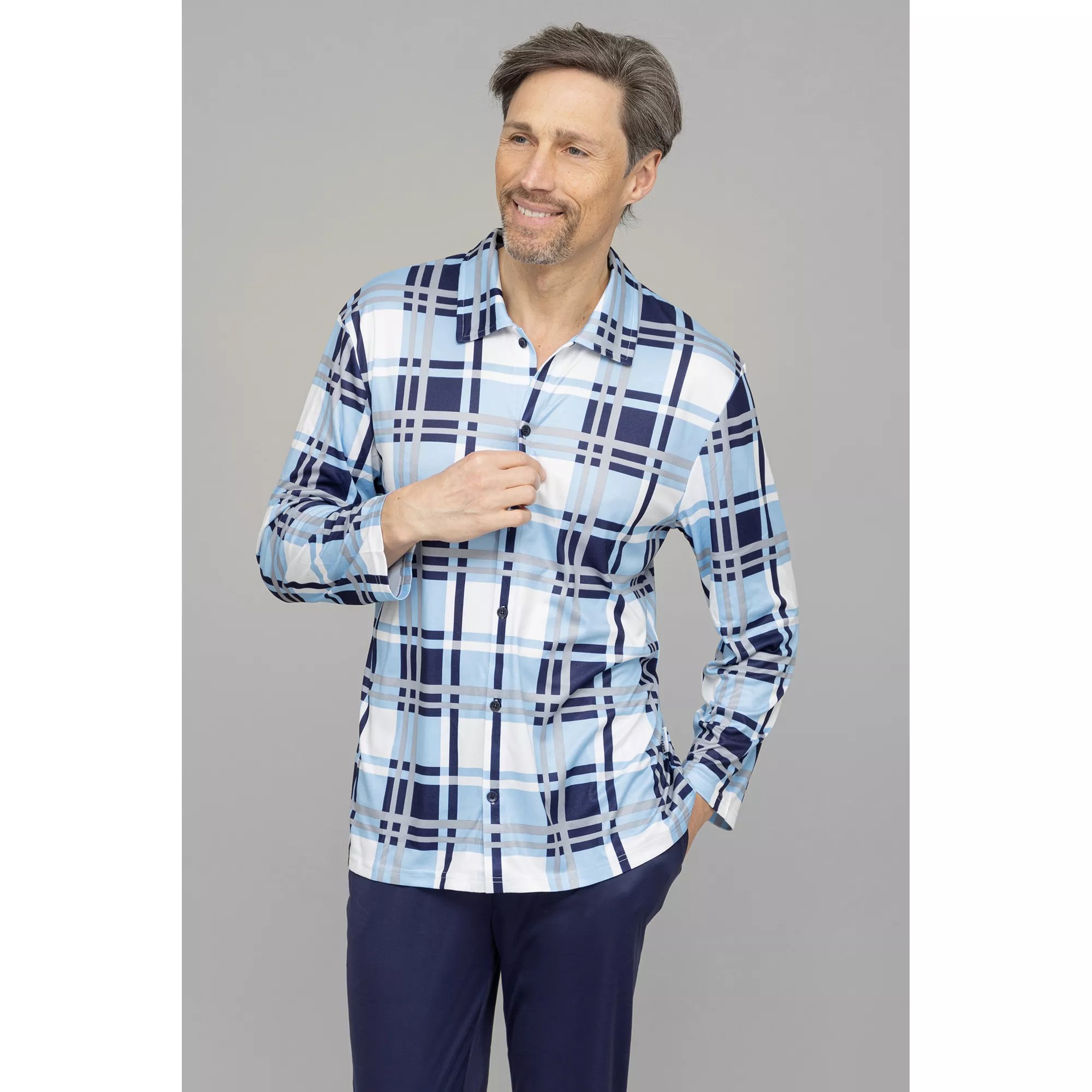 MEN'S TOUCH Shirt, 1/1Arm Mikrofaser bedruckt mit Knopfleiste QVC.de