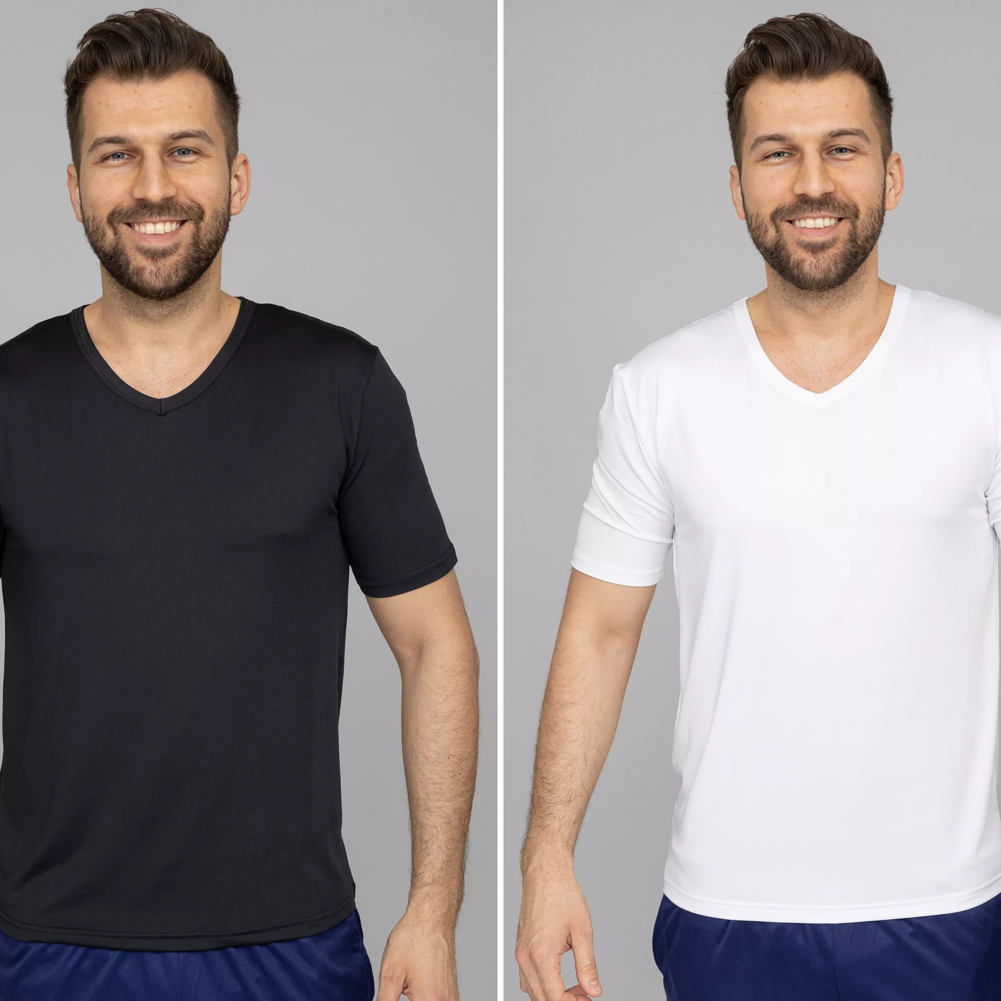 MEN'S TOUCH 2 Shirts 1/2Arm VAusschnitt uni QVC.de