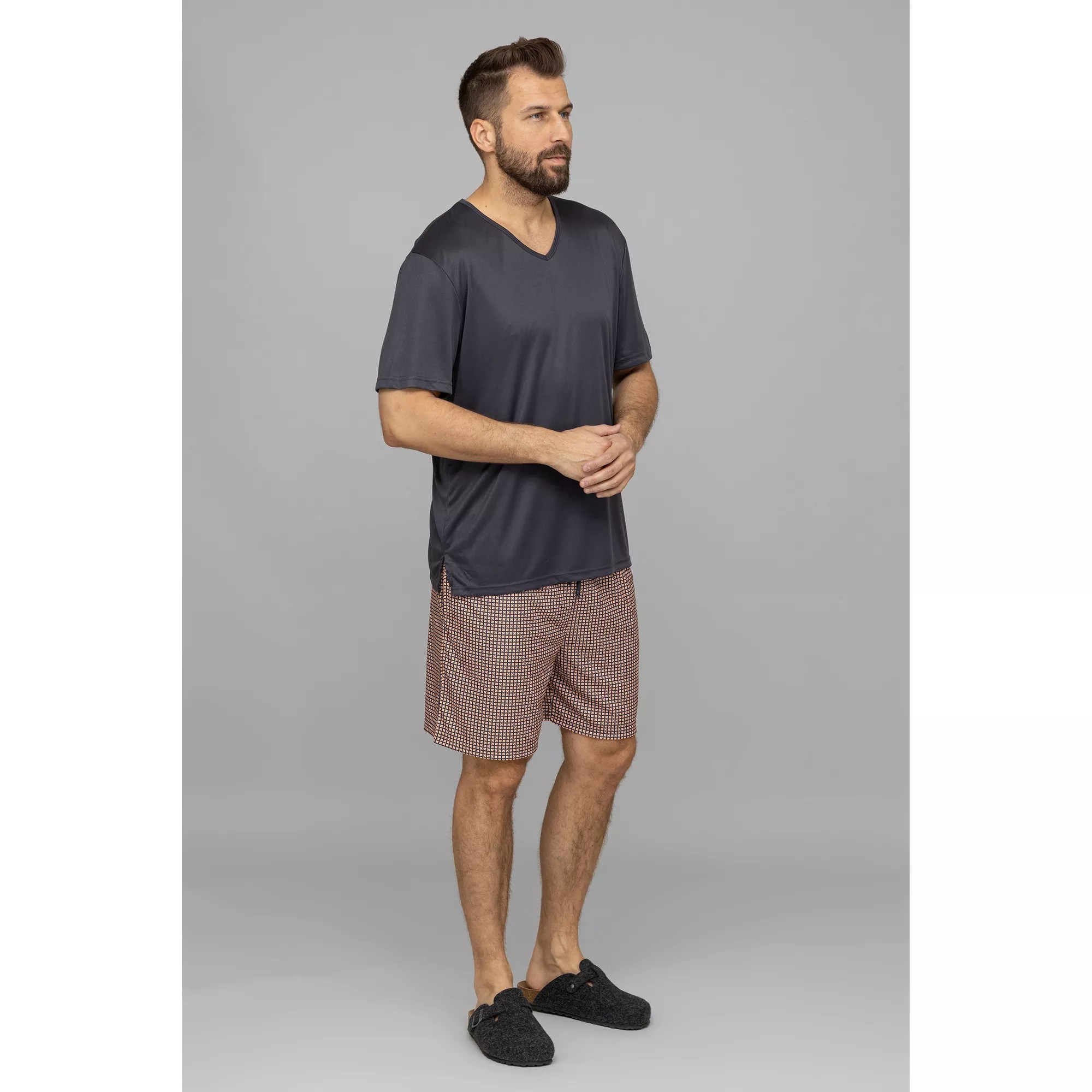 MEN'S TOUCH Pyjama, 1/2Arm Mikrofaser, Milo VAusschnitt Shorty QVC.de