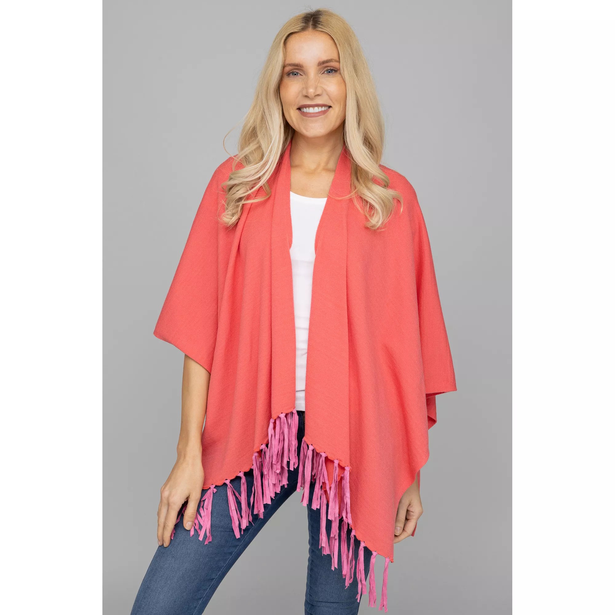 DINE 'N' DANCE Poncho Fransen Feinstrick Einheitsgröße QVC.de