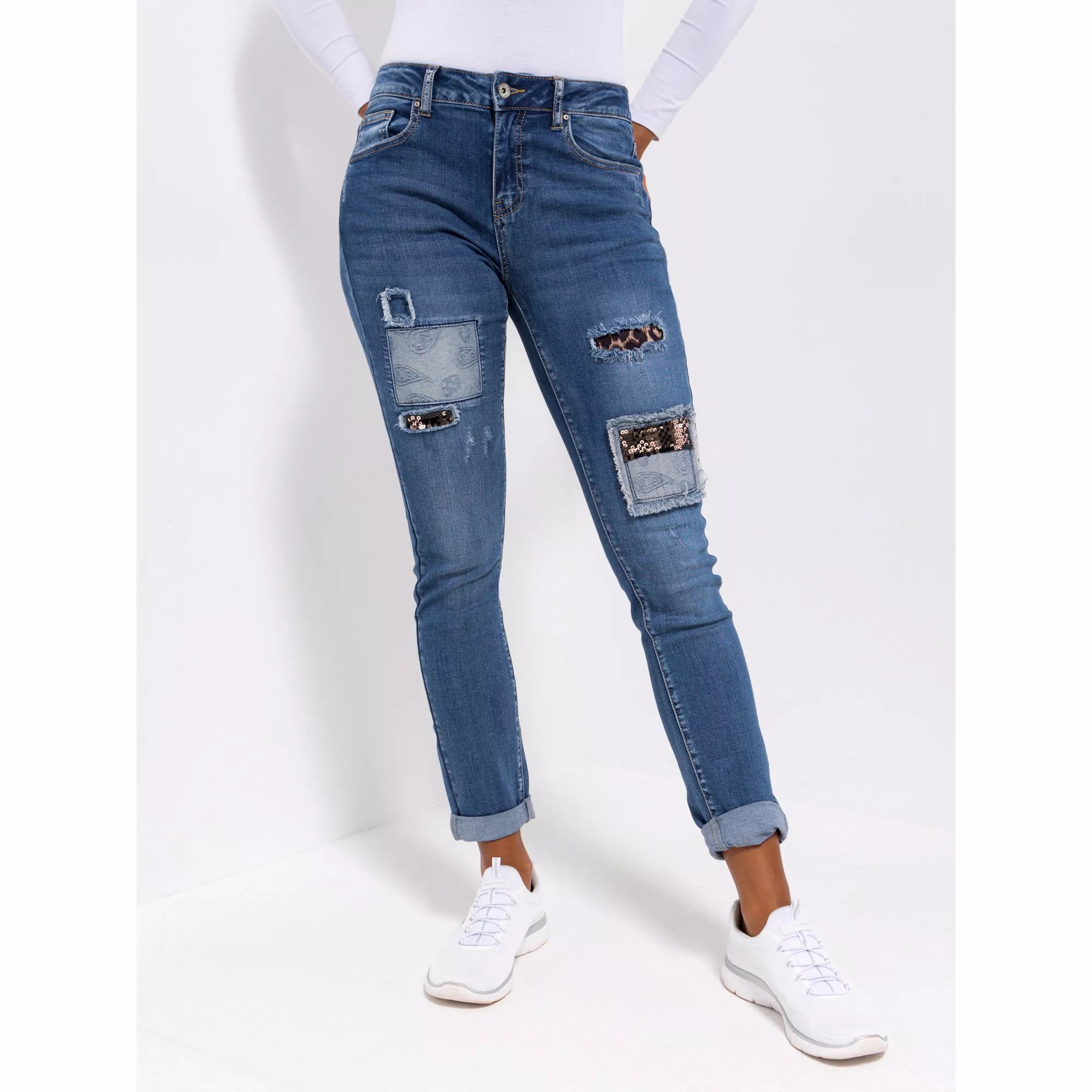 DINE 'N' DANCE Jeans Salsa Patchdetails 5PocketStyle schmales Bein