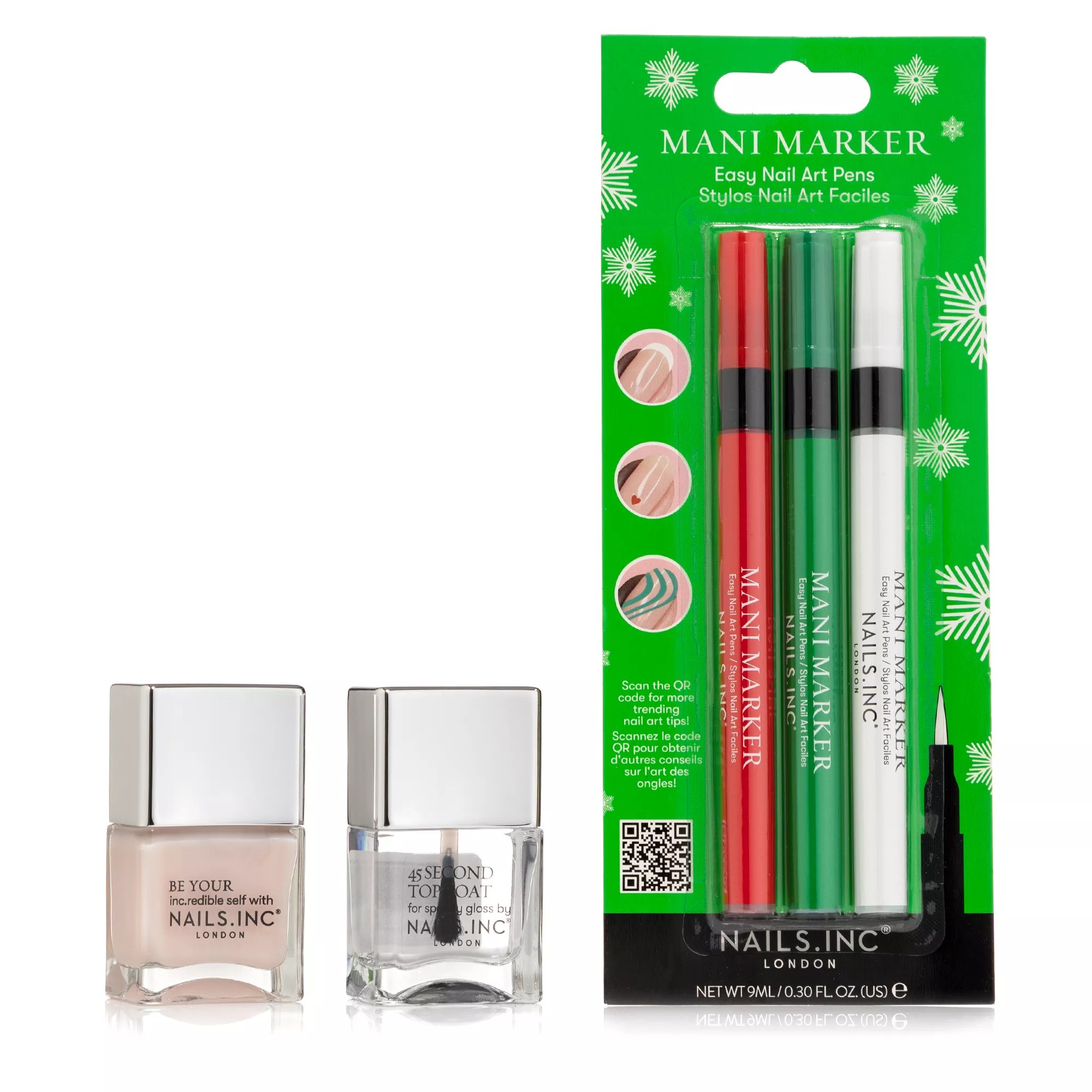 NAILS.INC® Base Glow 14ml, Mani Marker Festive Trio, Retinol Top Coat