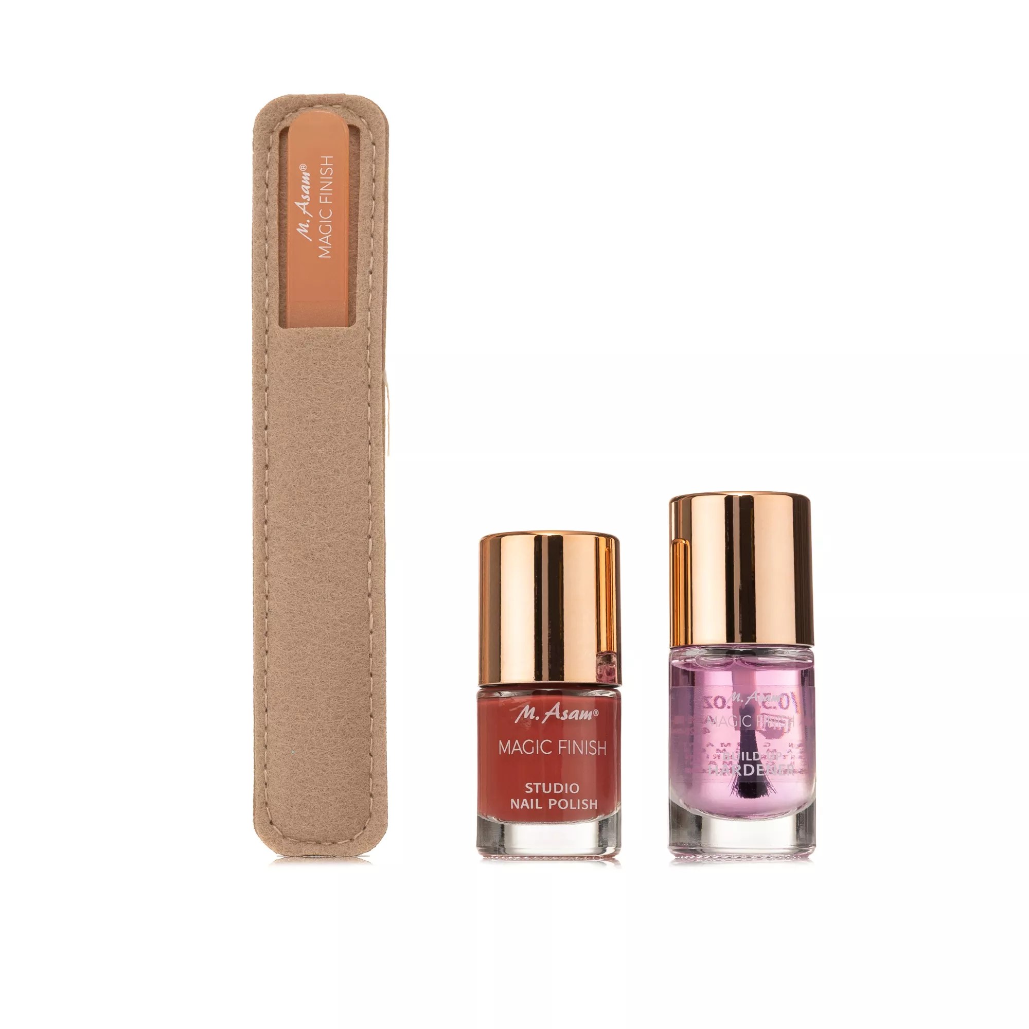 M.ASAM® Magic Finish Nail Polish 8ml, Build Up Hardener 10ml, Glasfeile