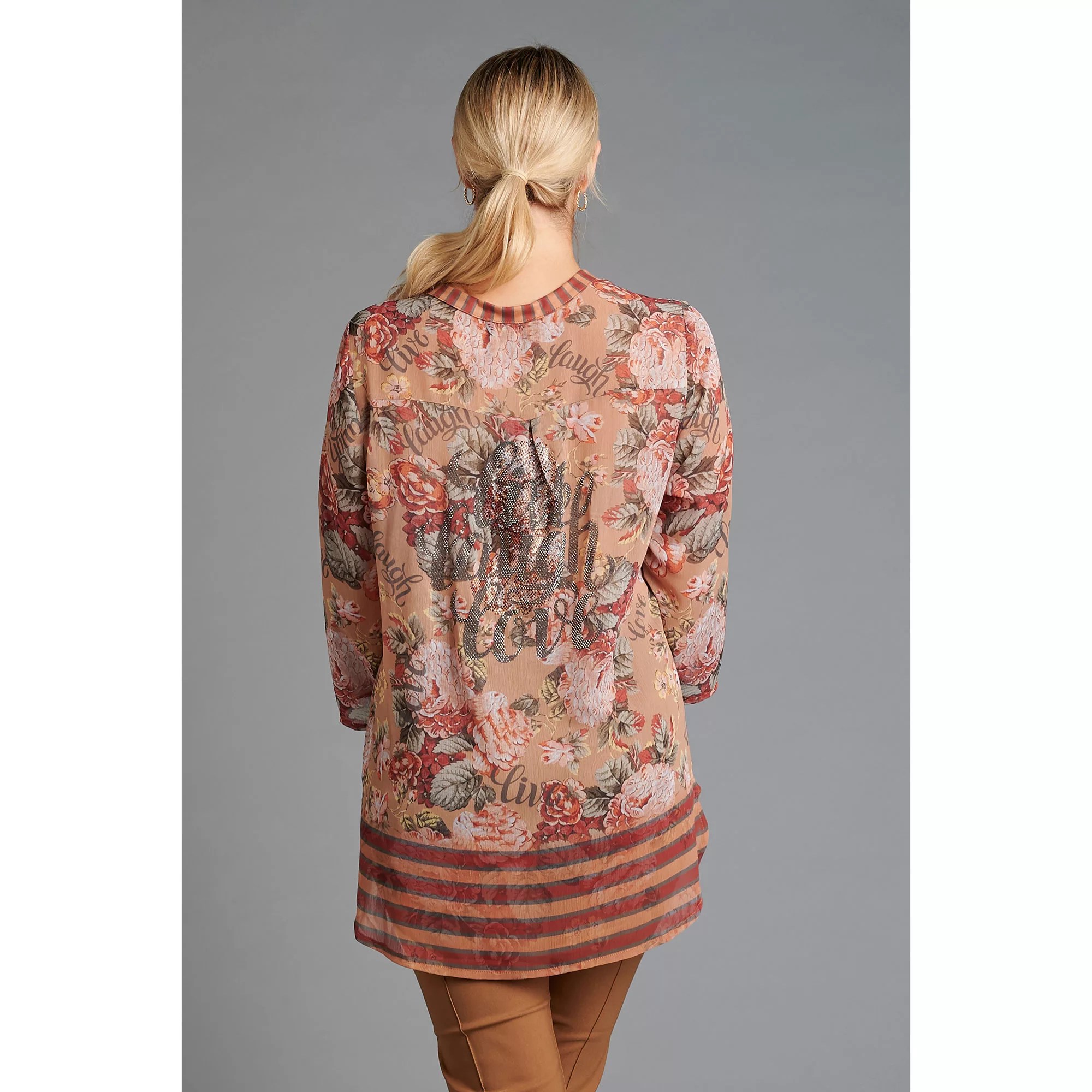 SCHIFFHAUER MUNICH® Bluse, 3/4Arm Live, Love, Laugh Krempelfunktion