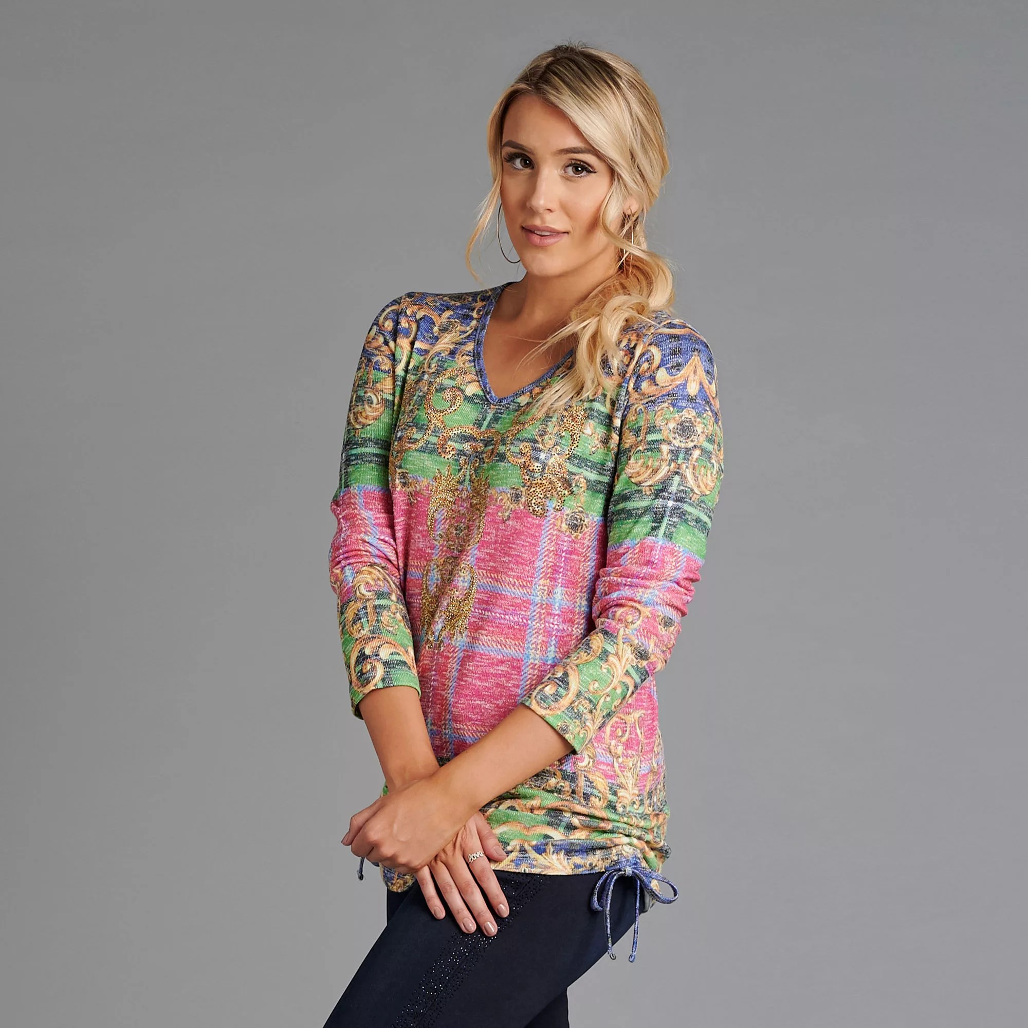 SCHIFFHAUER MUNICH® Pullover, 1/1Arm Glam Rock Raffung seitlich