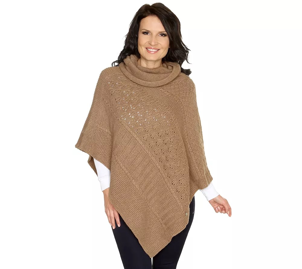 STRANDFEIN Designermode Poncho asymmetrisch Rollkragen QVC.de