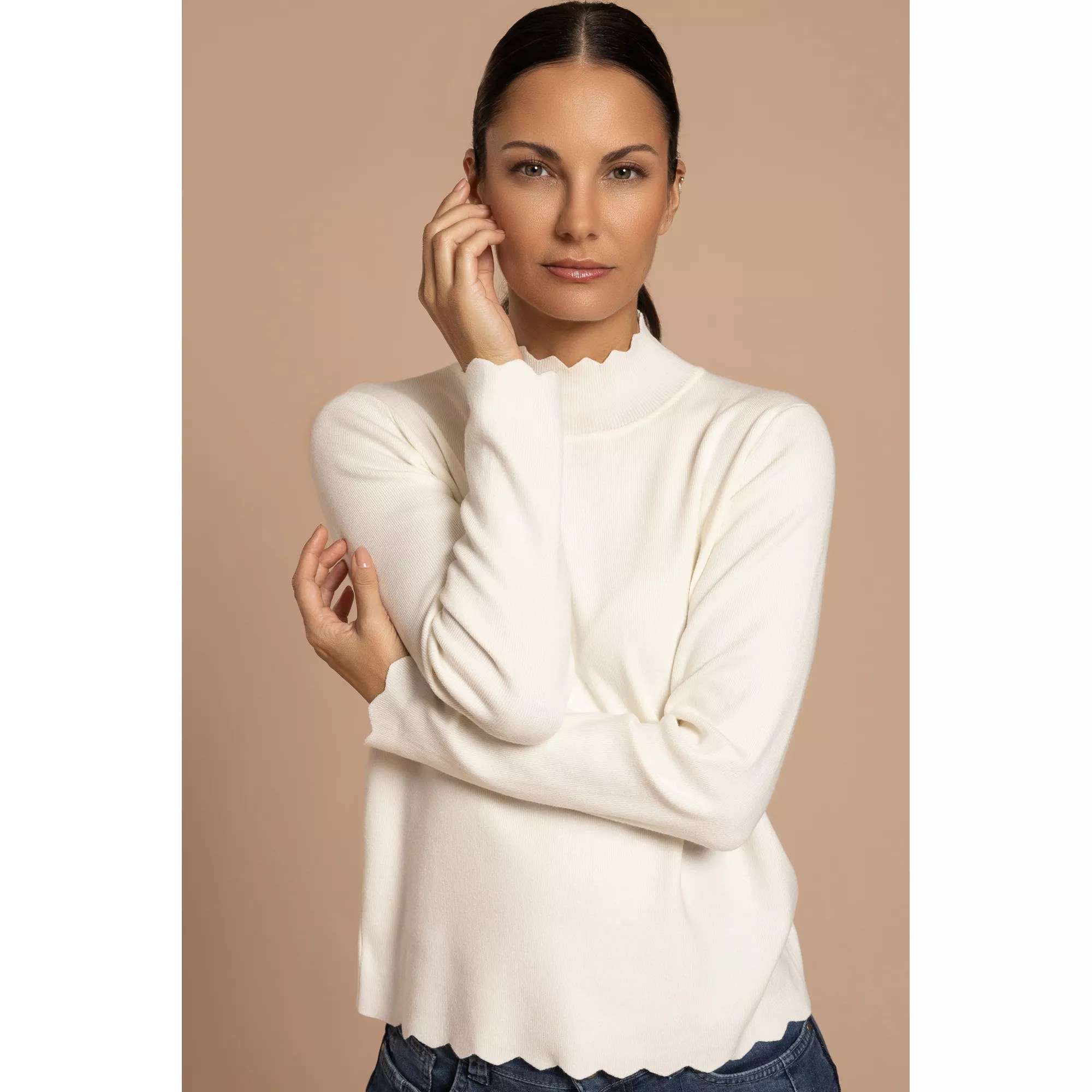 STEFFEN SCHRAUT Pullover, 1/1Arm hoher Kragen Wellenkante figurbetont