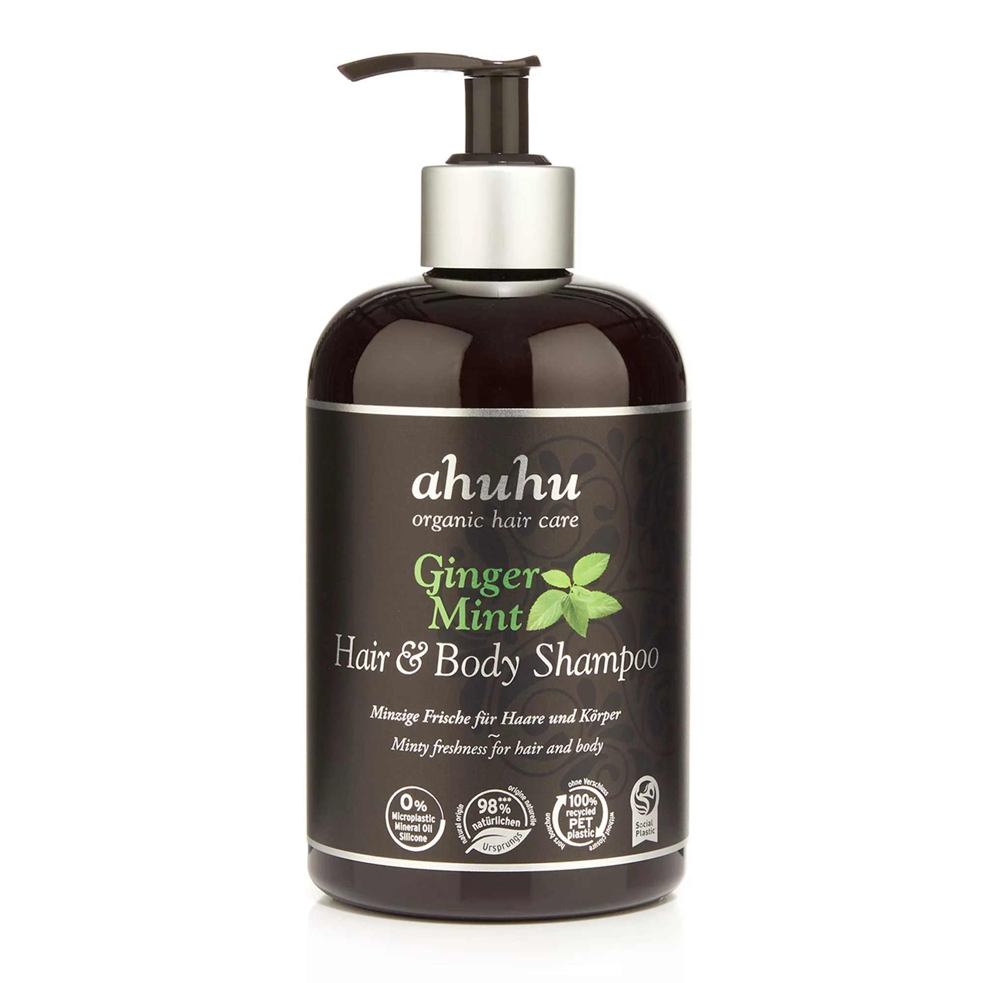 ahuhu organic hair care Ginger Mint Hair& Body Shampoo 500ml QVC.de