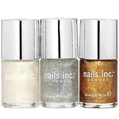 NAILS INC. NagellackTrio Glitzerüberlacke silber,perlmutt,gold 3x 10ml