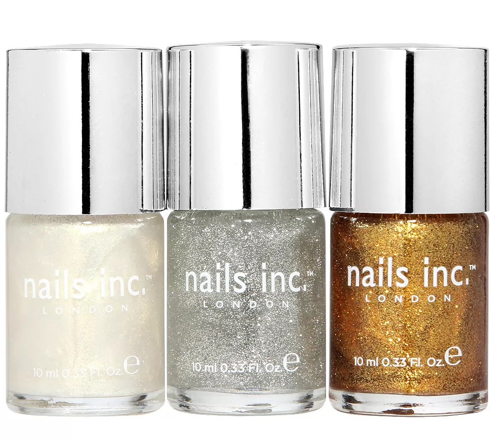 NAILS INC. NagellackTrio Glitzerüberlacke silber,perlmutt,gold 3x 10ml