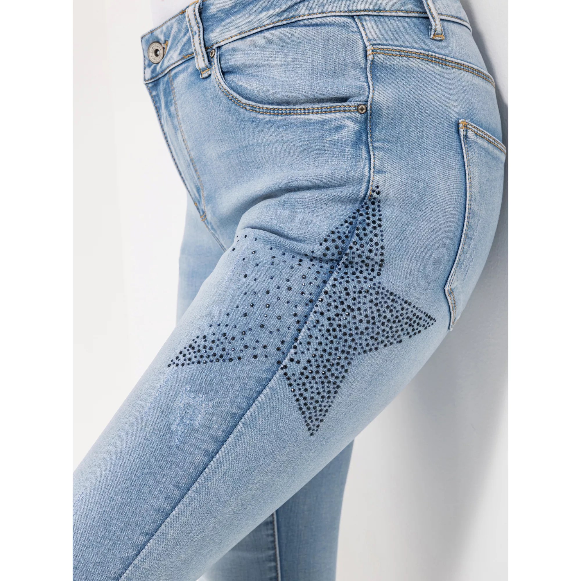 DINE 'N' DANCE Jeans Salsa 5PocketStyle Strassstern schmales Bein