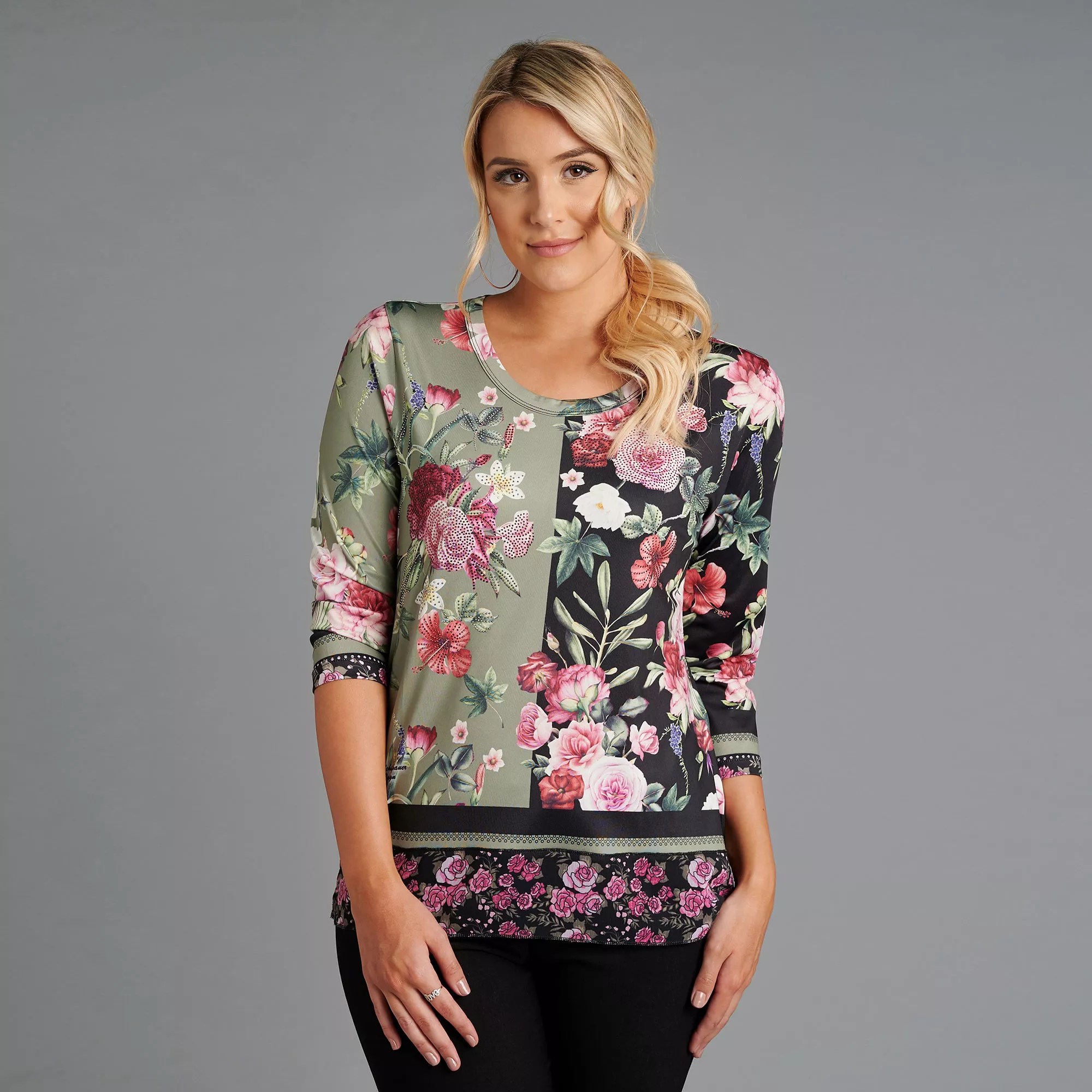 SCHIFFHAUER MUNICH® Shirt, 3/4Arm Wonderland ChiffonEinsatz