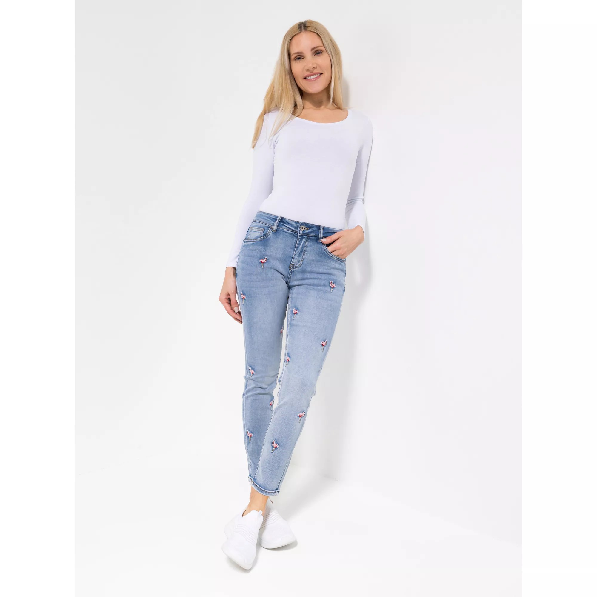 DINE 'N' DANCE Jeans Salsa Stickerei knöchellang schmales Bein QVC.de