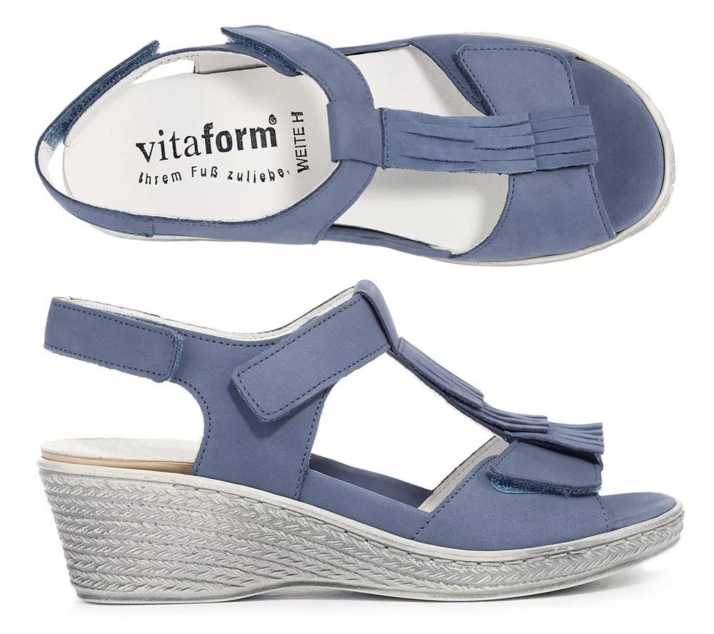 VITAFORM Sandalette Nubukleder Fransendetails Absatz ca. 5cm QVC.de