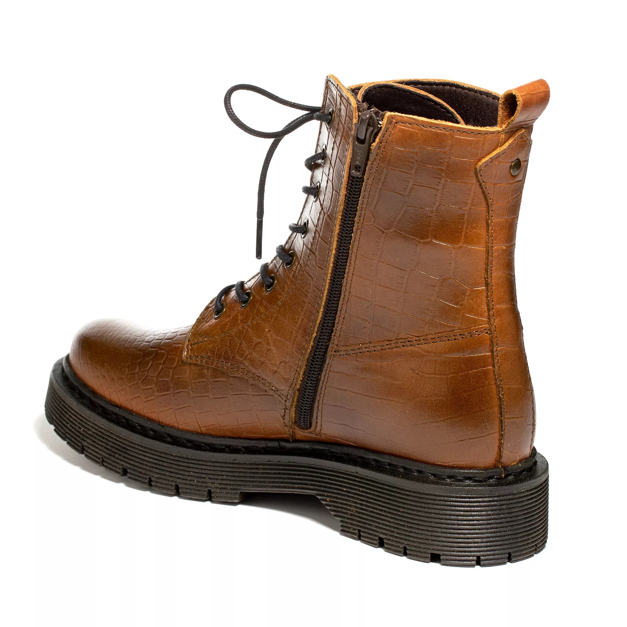 VIA MILANO DamenSchnürstiefel echt Leder KrokoOptik QVC.de