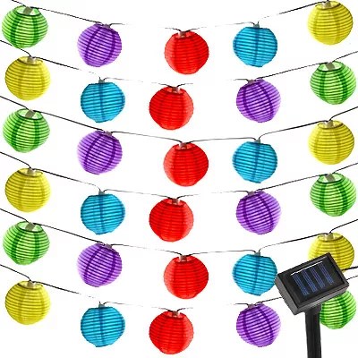 SolarLichterkette aus Kunststoff 30 bunte Lampions Ø ca.7cm Länge ca