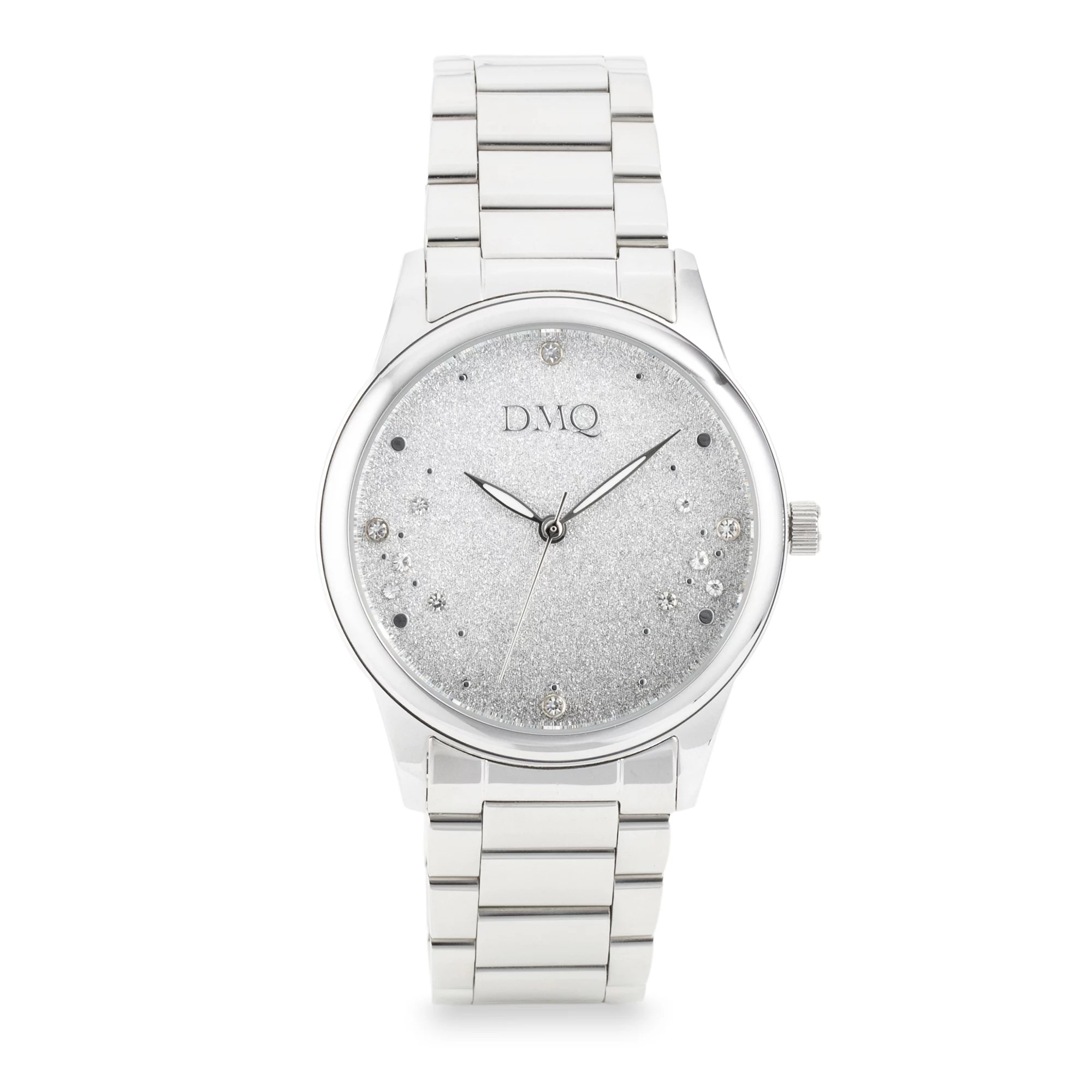 DIAMONIQUE® Damenuhr Quarzwerk = 0,20ct Metallband QVC.de