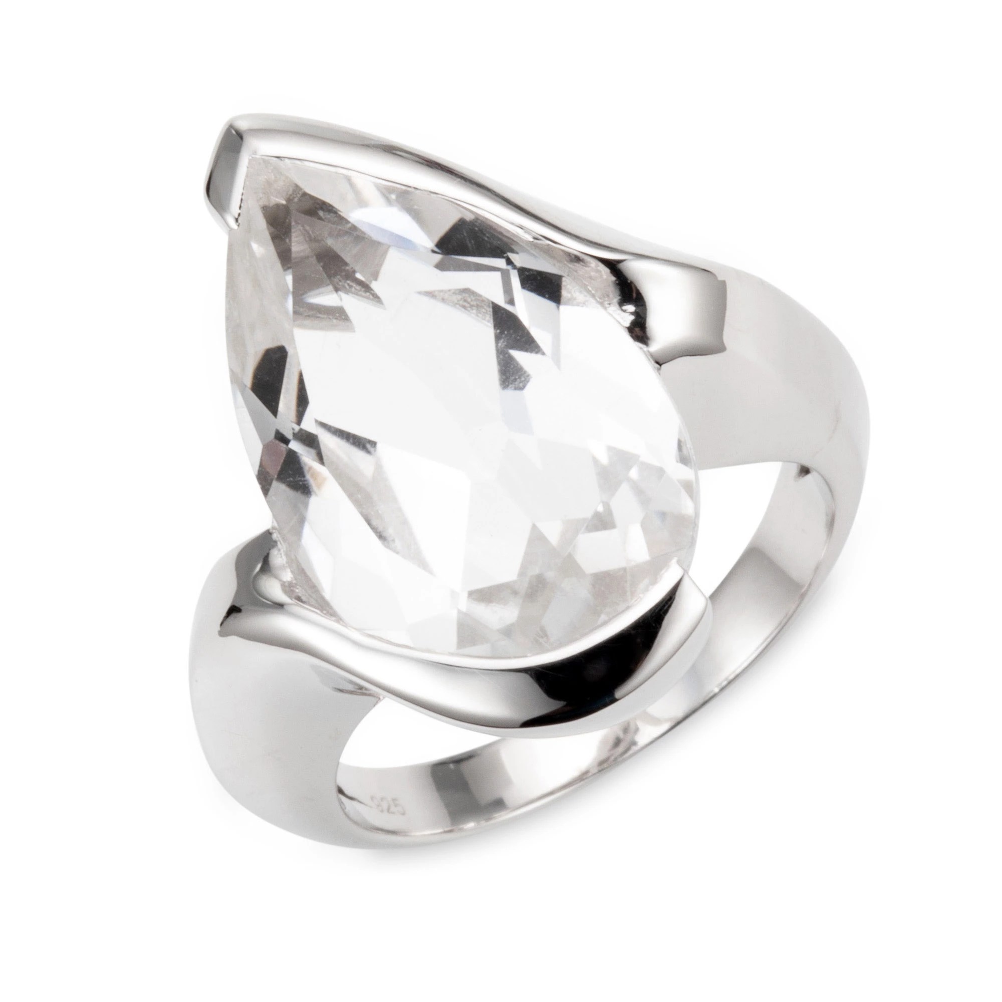 Bergkristall Ring ca. 8,00ct Tropfenschliff Silber 925 QVC.de