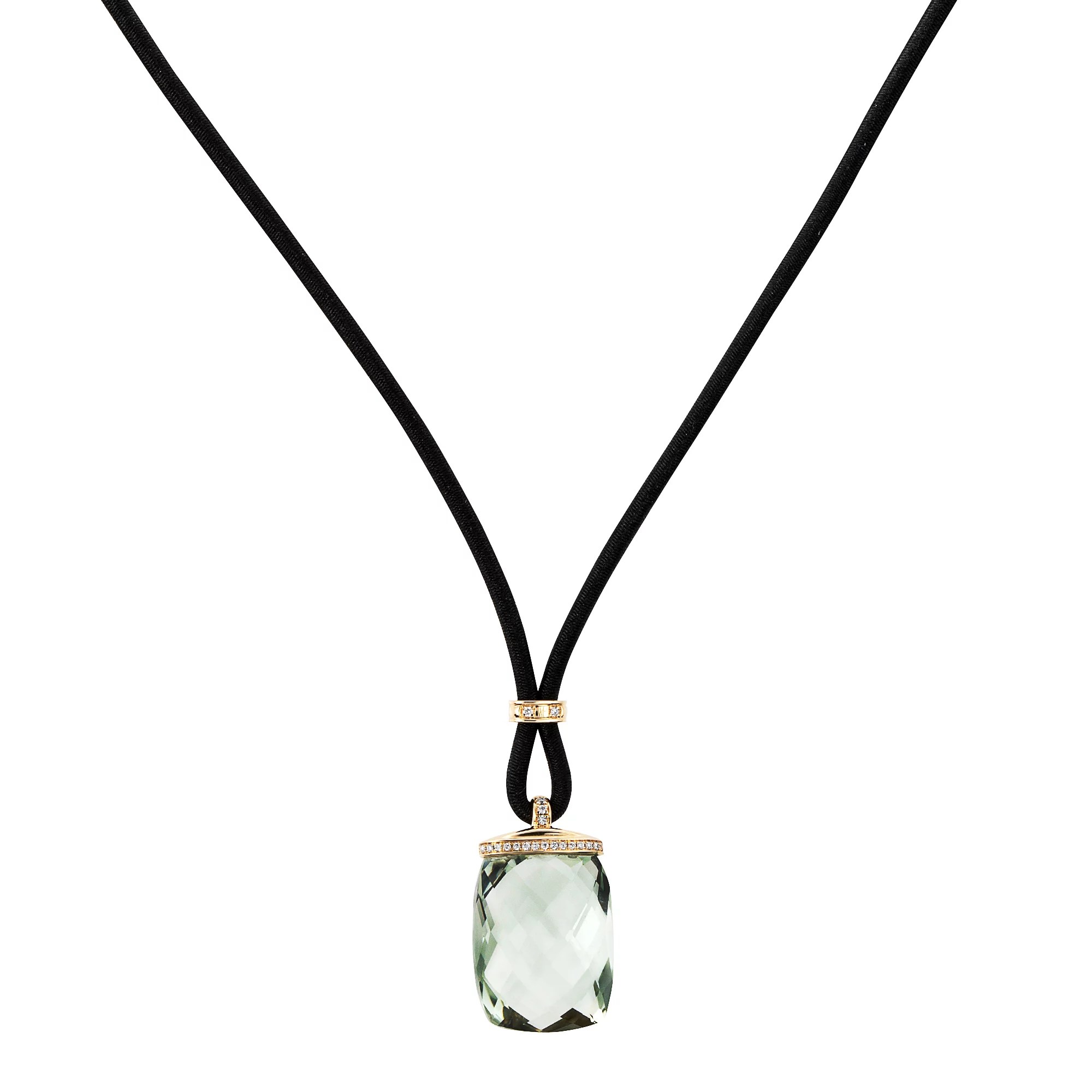 MEIN STEIN Anhänger mit Kette Prasiolith 13,69ct 22 Brillanten 0,04ct