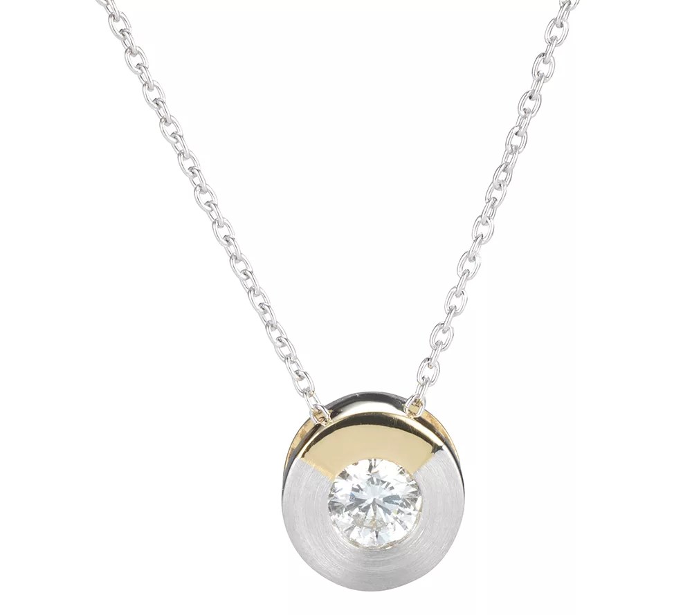 1 Brillant Anhänger mit Kette Weiß/SI ca. 0,15ct Platin 950/Gold 750