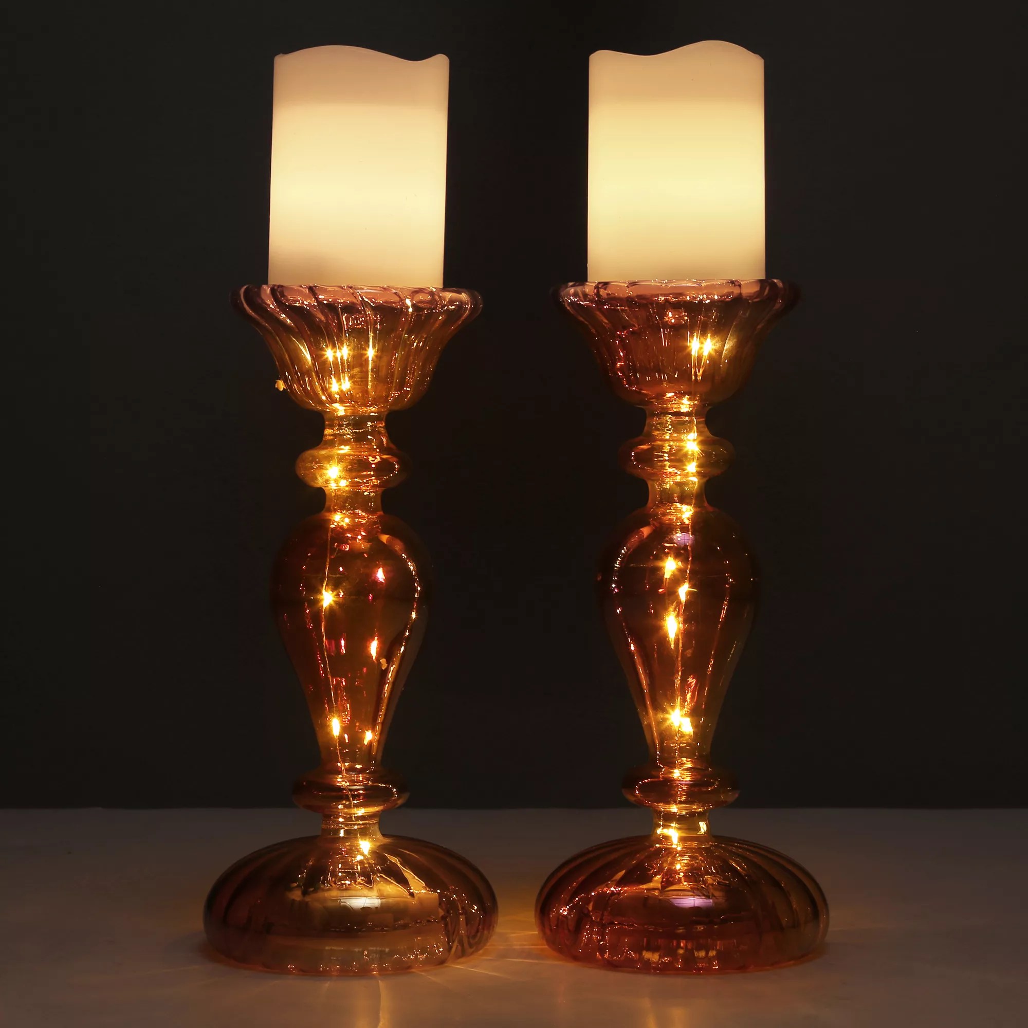 ELAMBIA 2 LEDKerzen & 2 Kerzenständer Lüsterglas Timer, 4tlg. QVC.de