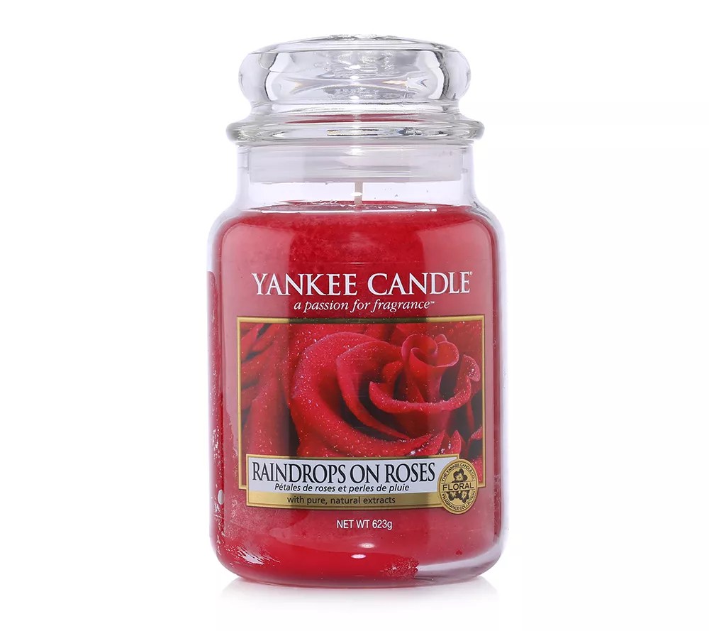 YANKEE CANDLE Duftkerze Raindrops on Rose Brenndauer 100150h 623g QVC.de