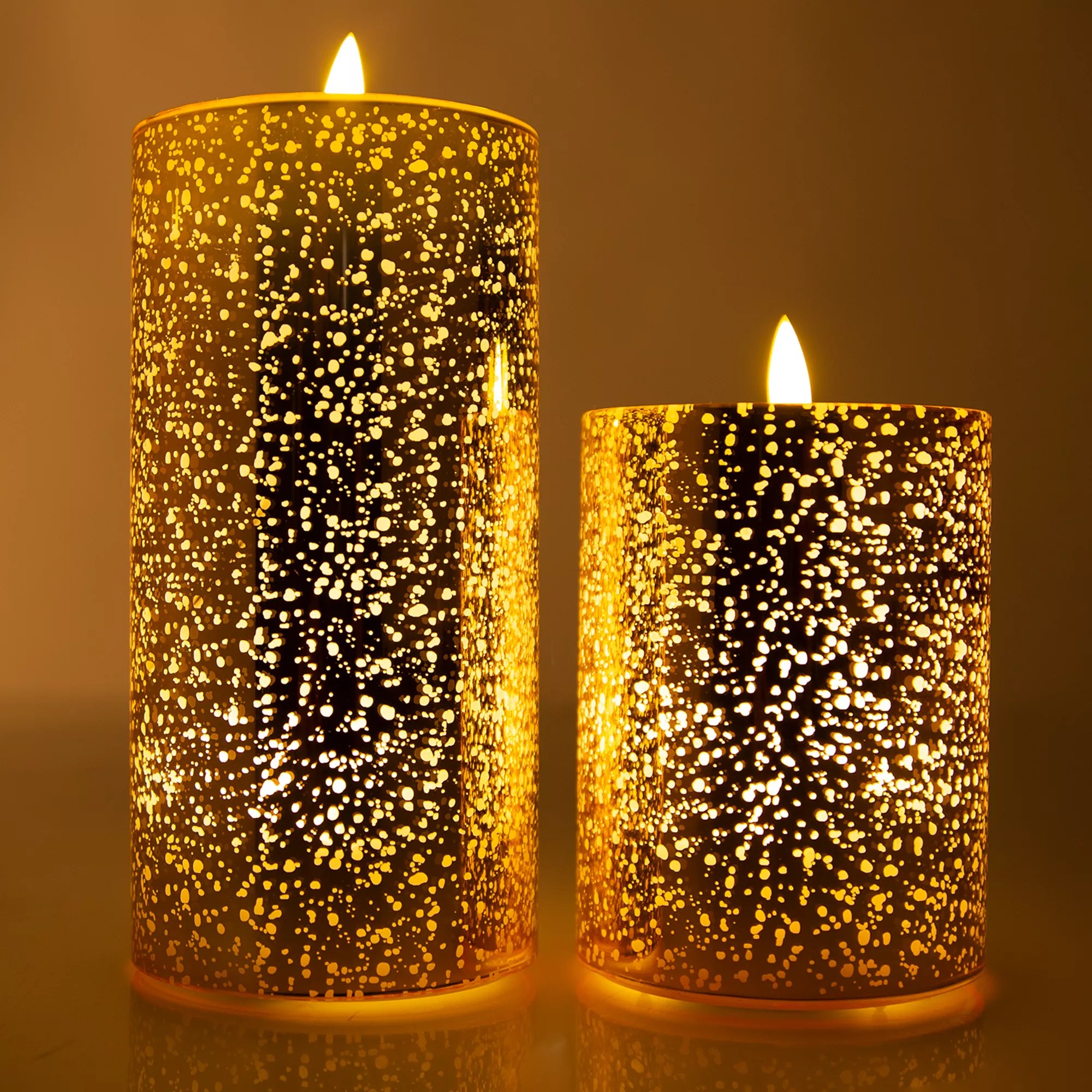 ELAMBIA 2 LEDKerzen Spiegelglas Flamme Luma Timer, Höhe 10 & 15cm QVC.de