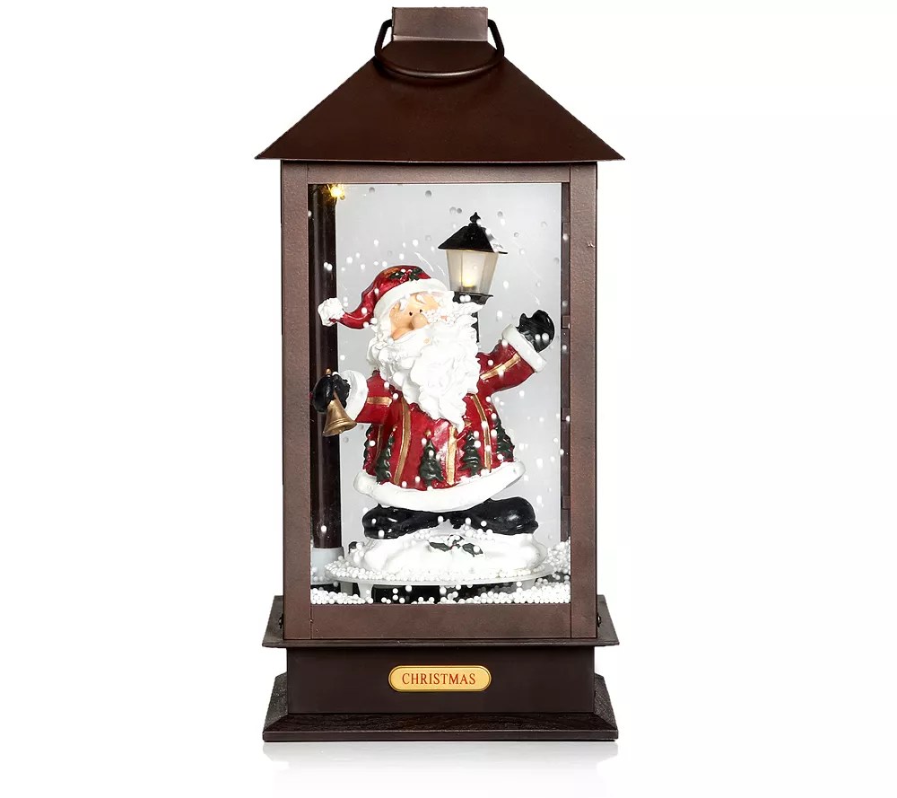 LUMIDA Xmas Laterne mit Schneefalleffekt Musik & Licht Höhe ca. 38cm QVC.de