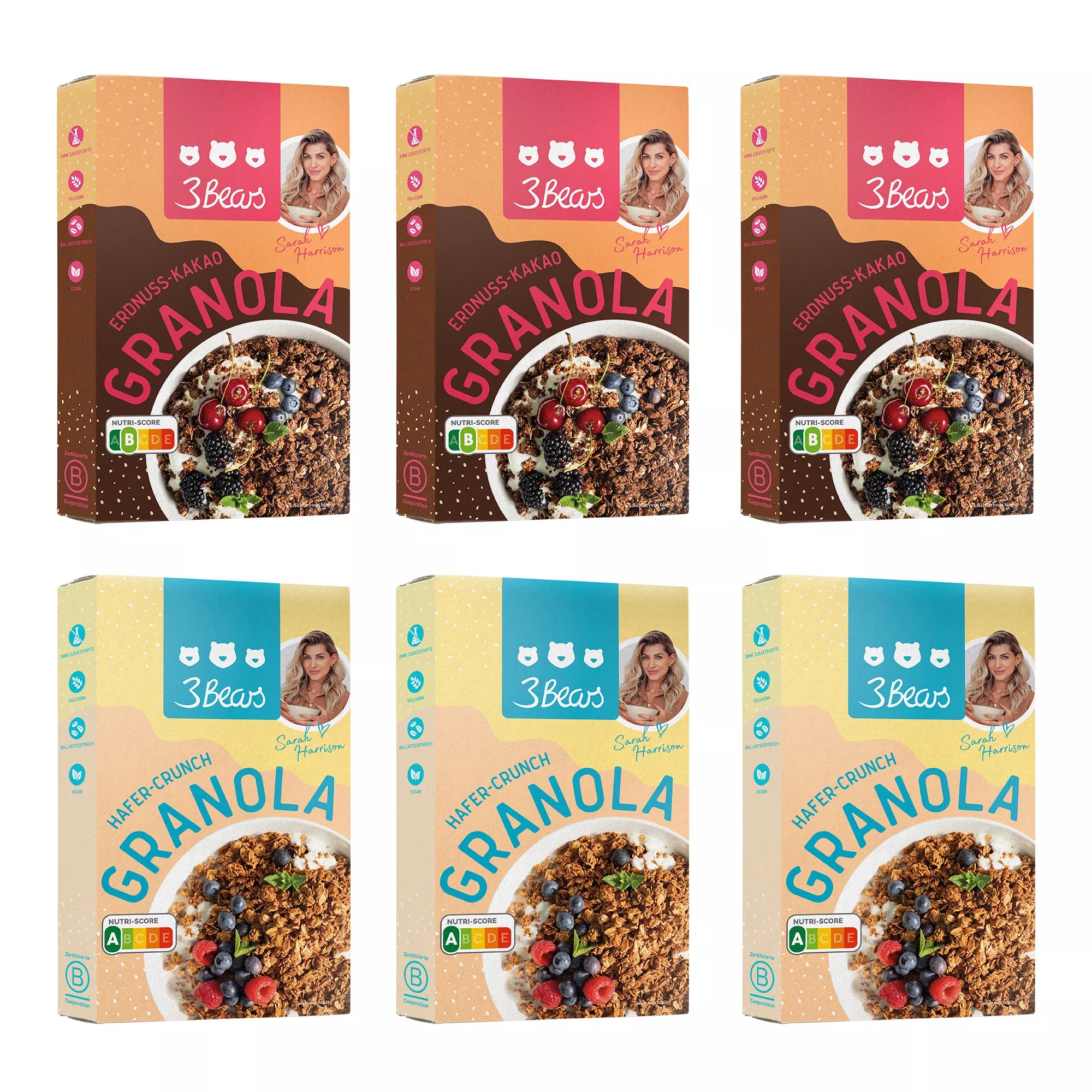 3BEARS 2 Sorten Granola von Influencerin Sarah Harrison 1.950g, 6