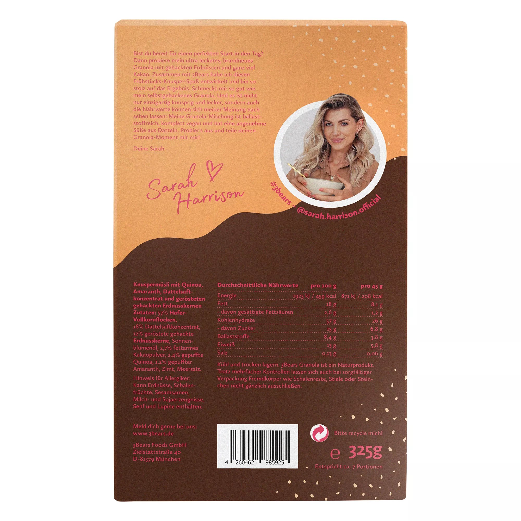 3BEARS 2 Sorten Granola von Influencerin Sarah Harrison 1.950g, 6