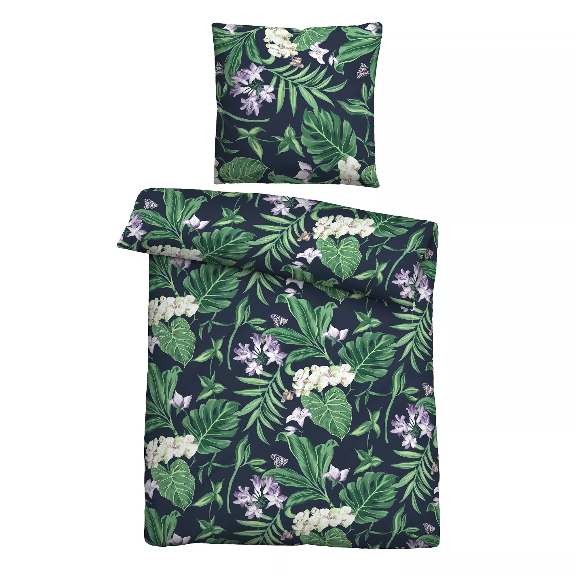 Castell® Bettwäsche BlätterDesign Bauwoll Linon Einzelbett, 2tlg. QVC.de