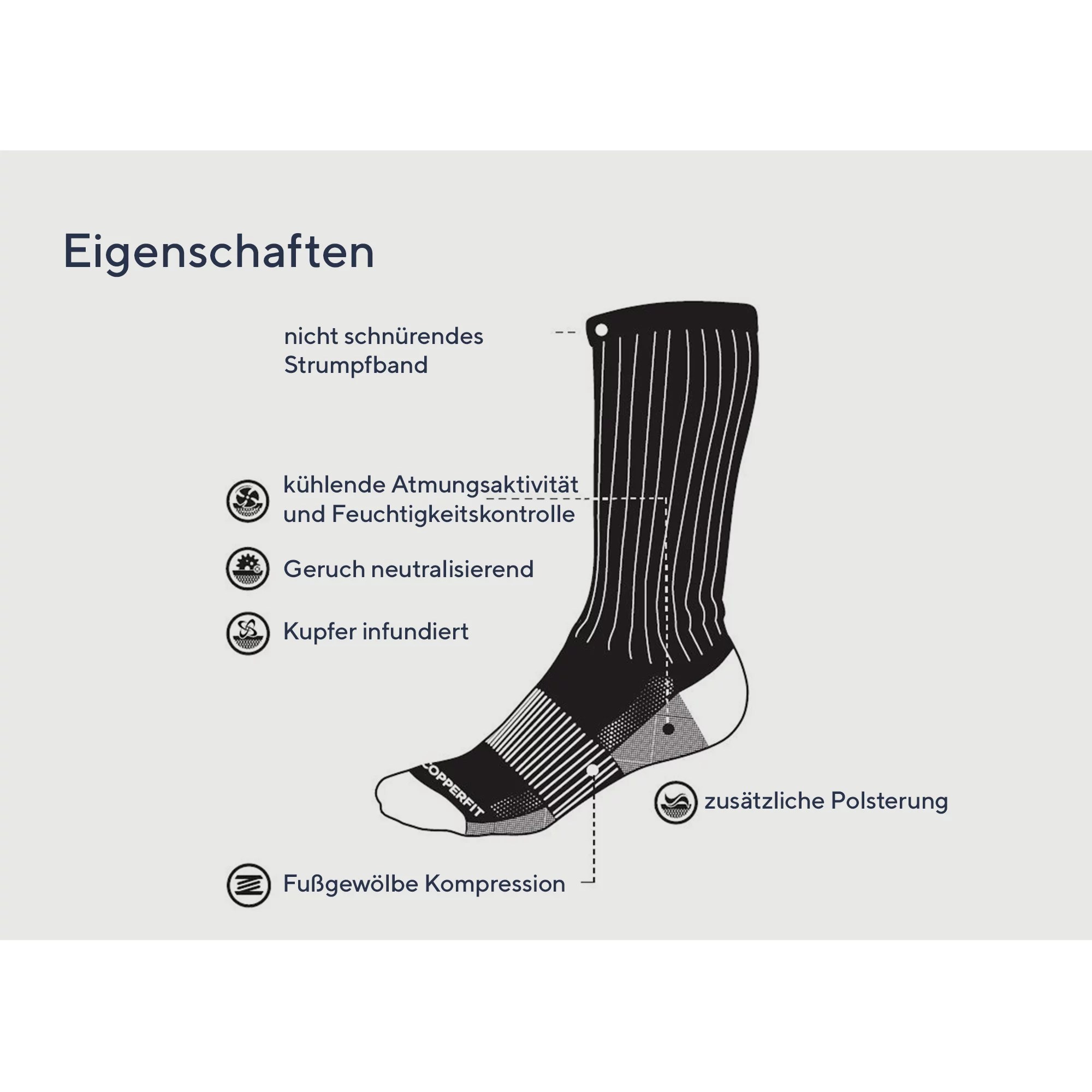 COPPER fit™ PerformanceSocken geruchsreduzierend feuchtigkeits