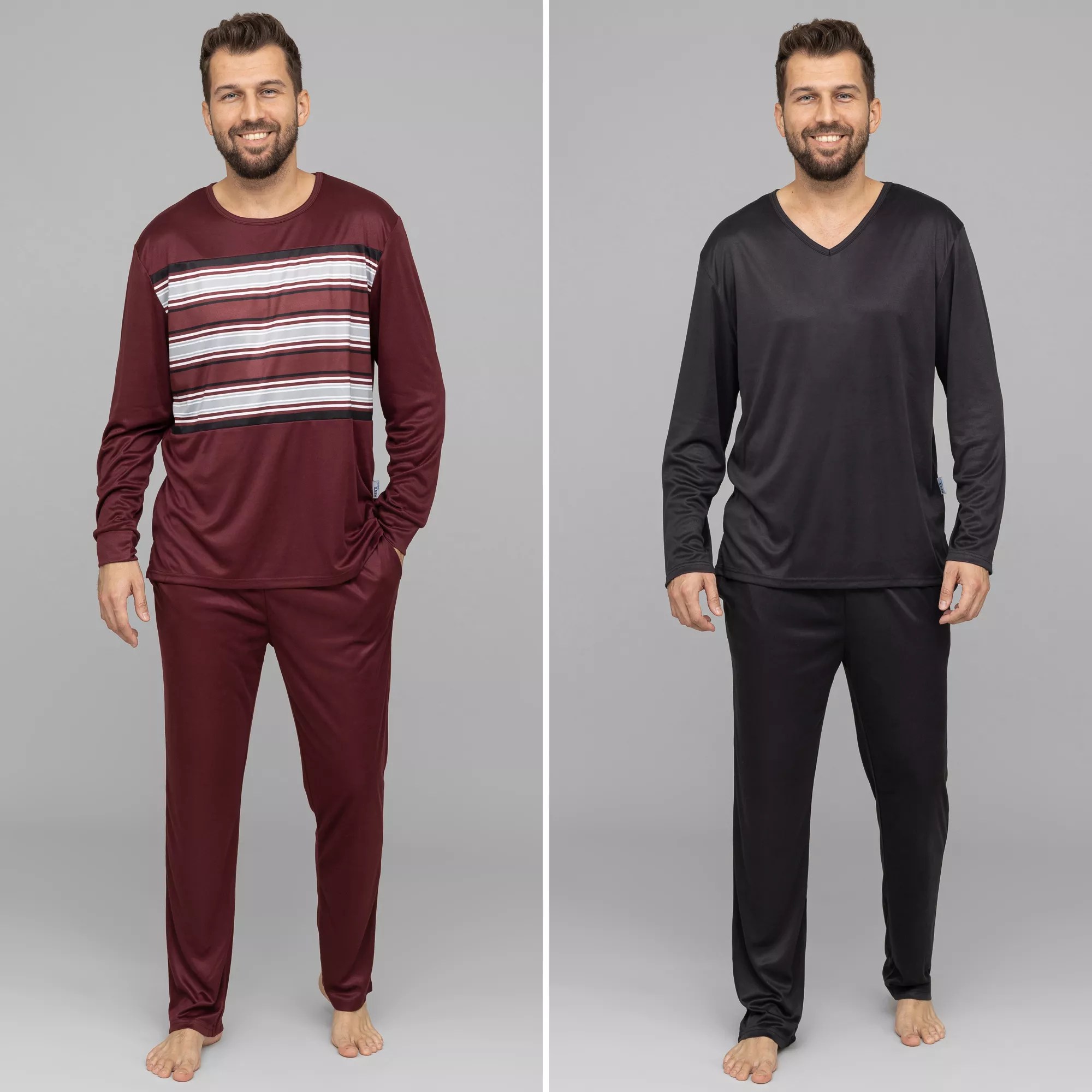 BWare MEN'S TOUCH 2 PyjamaSets Mikrofaser uni & gestreift QVC.de