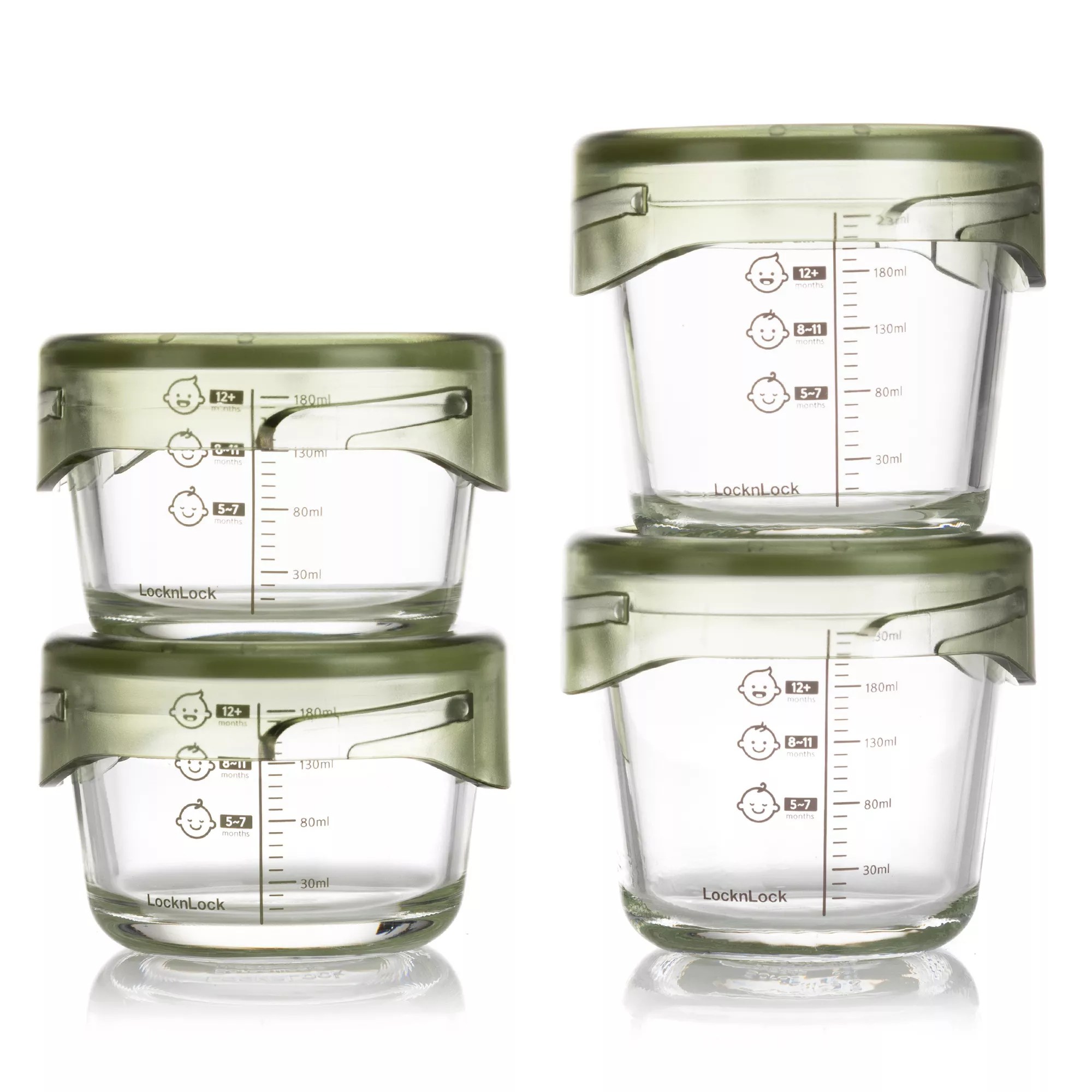 LocknLock 4er DosenSet für Babynahrung Borosilikatglas 2 x 215ml, 2 x