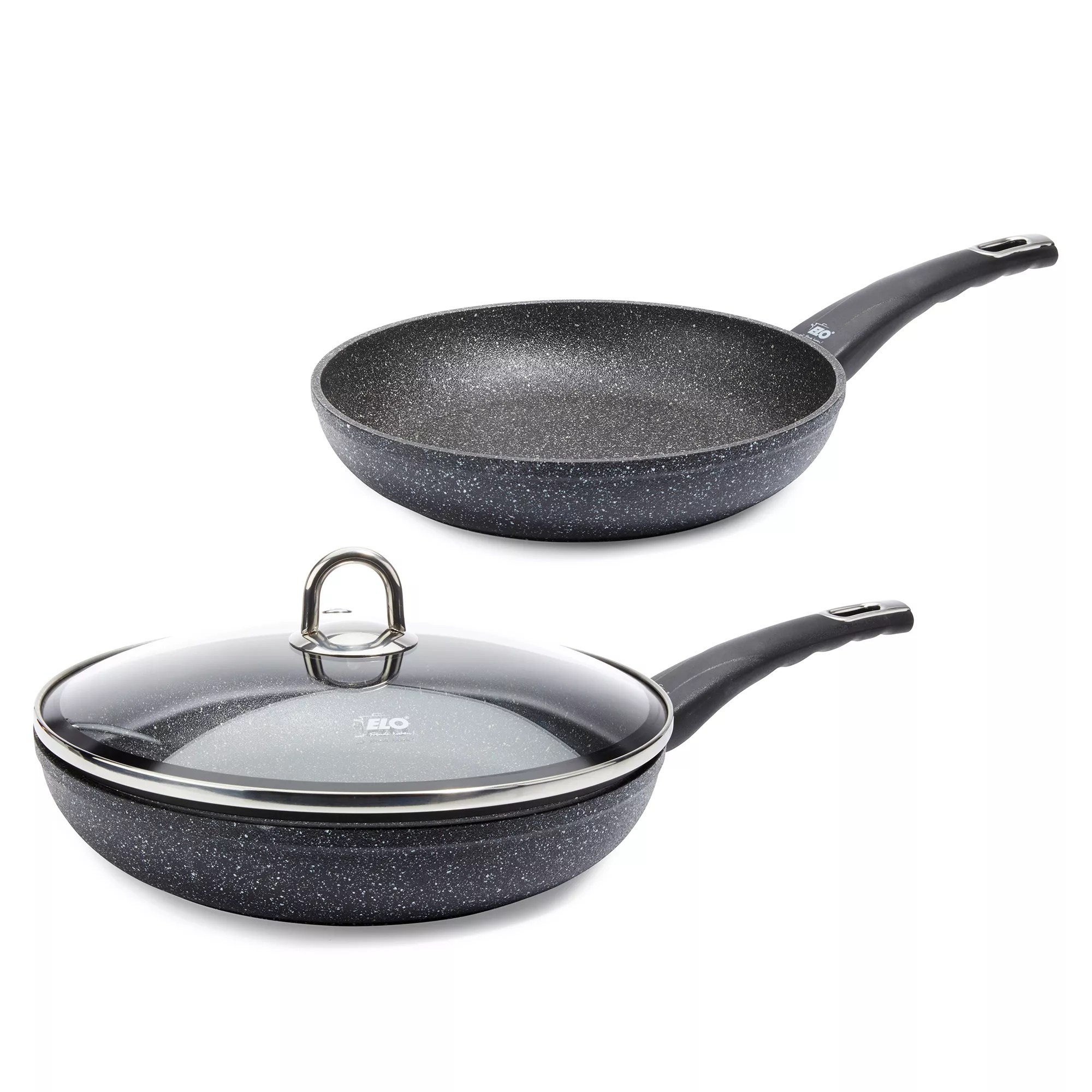 ELO PfannenSet Ø 24 & 28cm Granit Evolution mit Glasdeckel, 3tlg. QVC.de