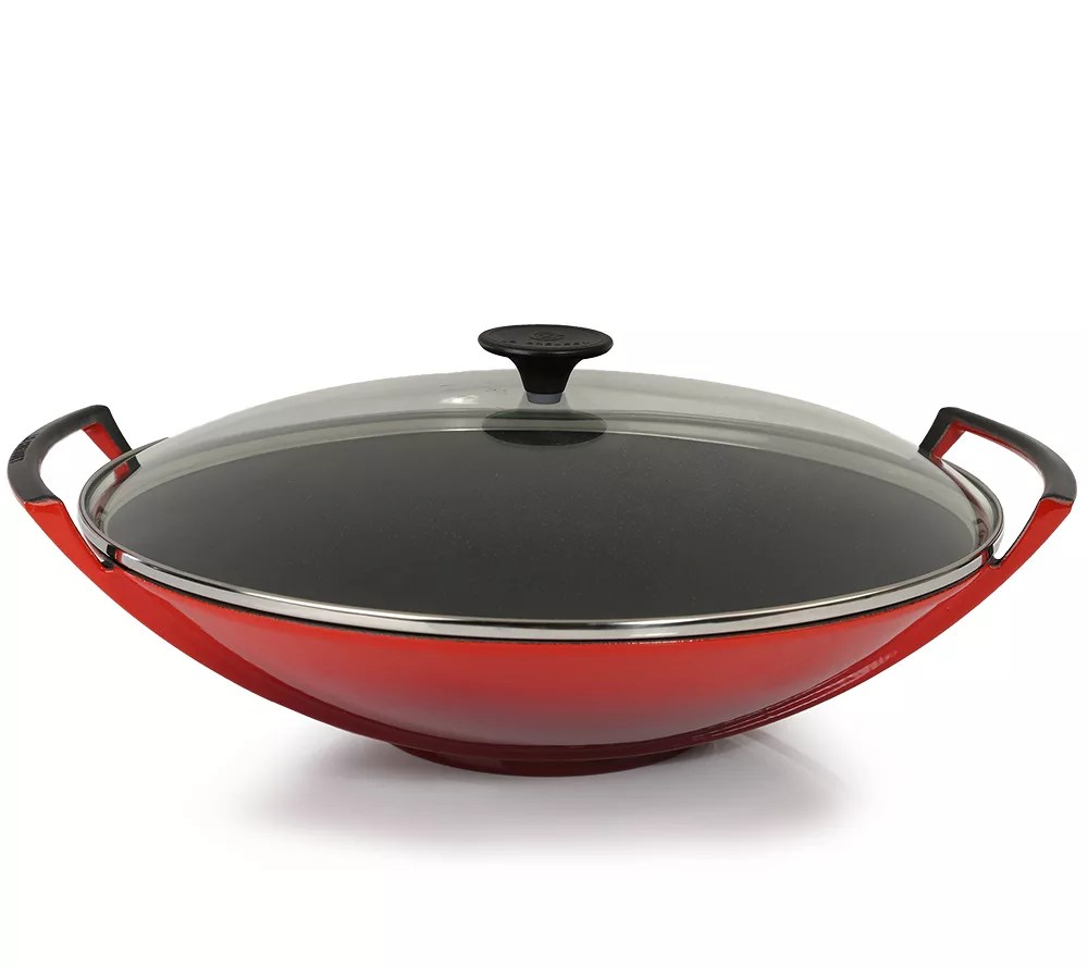 LE CREUSET Wok 36cm, Voulmen 4.5l Gusseisen inkl. Glasdeckel QVC.de